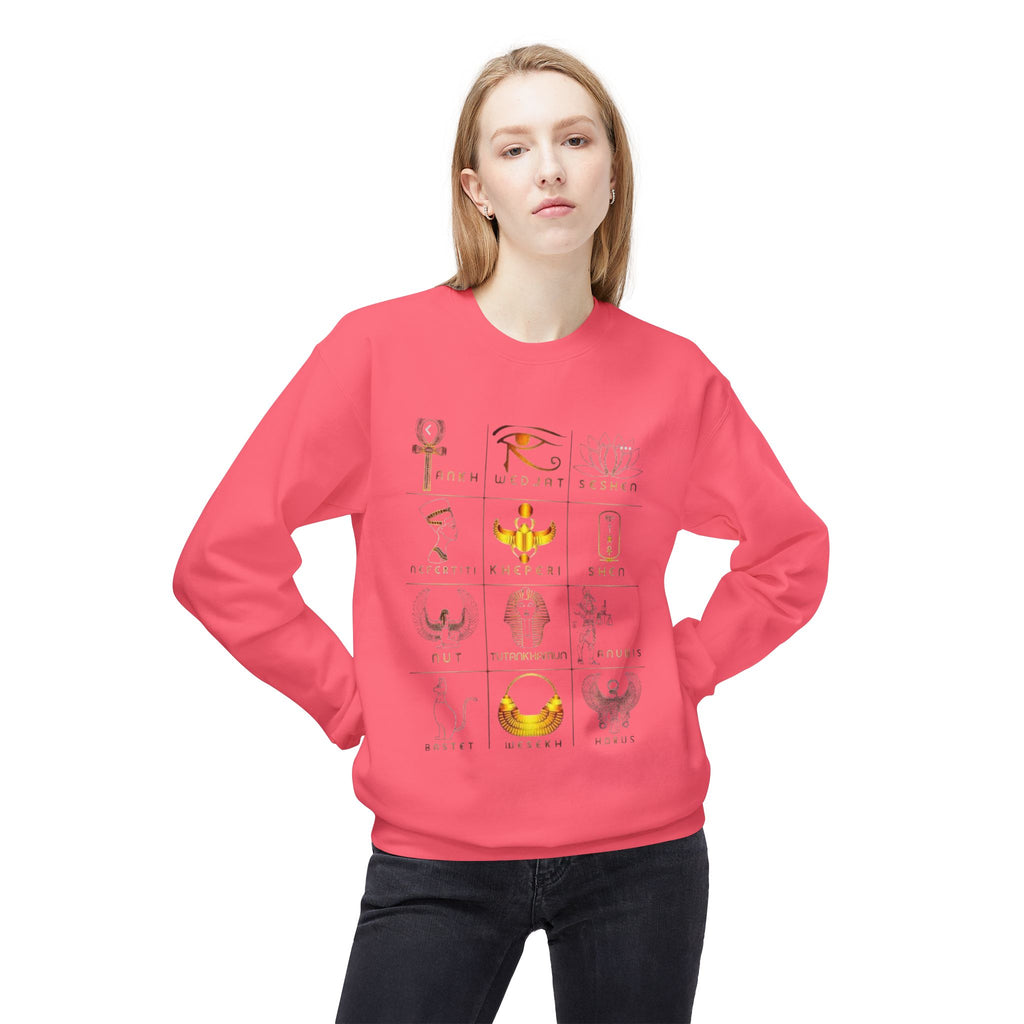 Egyptian Hieroglyphs Sweatshirt, Cozy Crewneck with Ancient Symbols, Unisex Fashion for History Lovers, Gift for Birthdays & Holidays