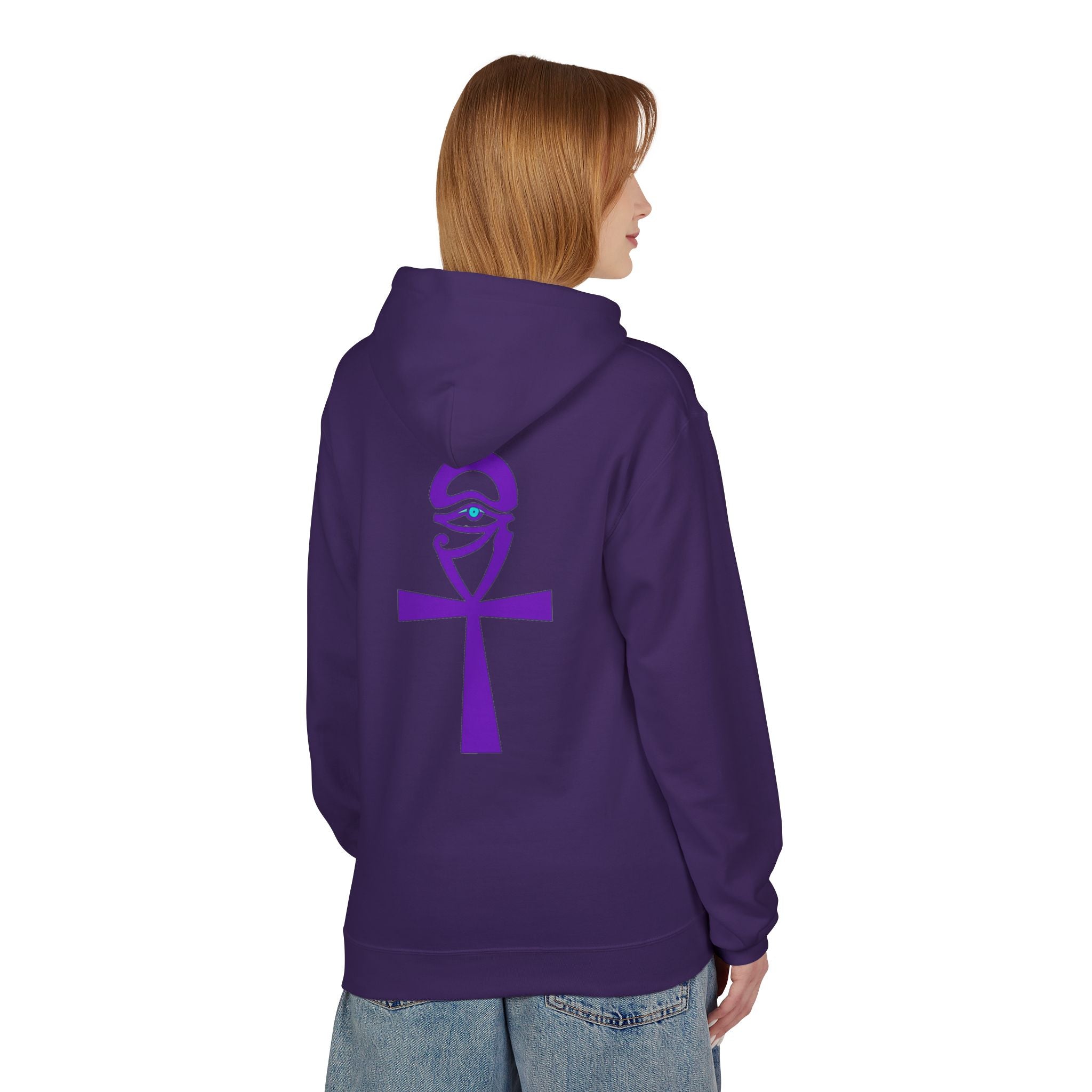 Ankh Symbol Fleece Hoodie | Unisex Cozy Wear for Spiritual Souls, Perfect Gift for Festivals, Meditation, and Everyday Comfort