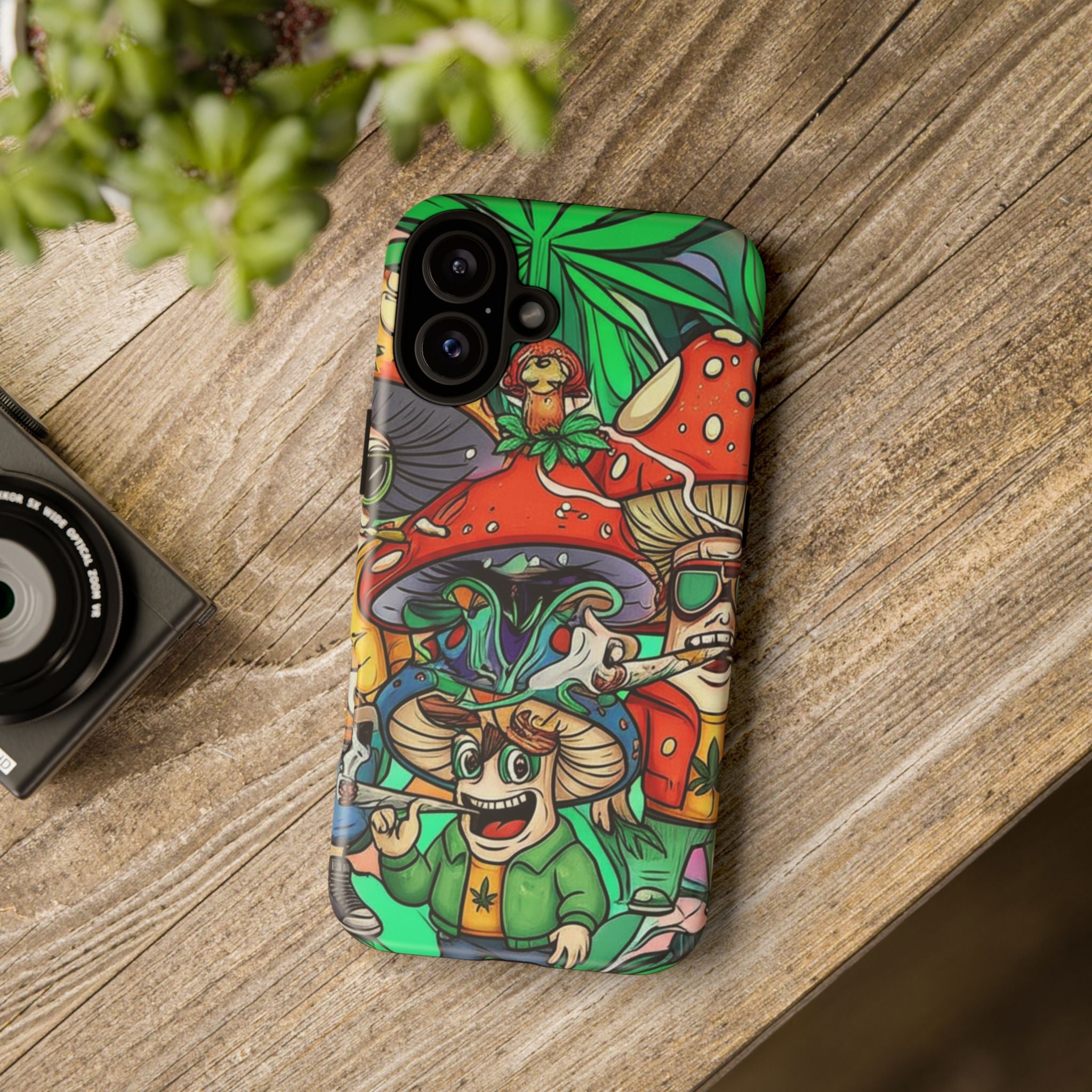 Vibrant Phone Case Featuring Funky Mushroom Art, Tough Cases, Trendy Accessories, Unique Gifts, Eclectic Style, Phone Protection