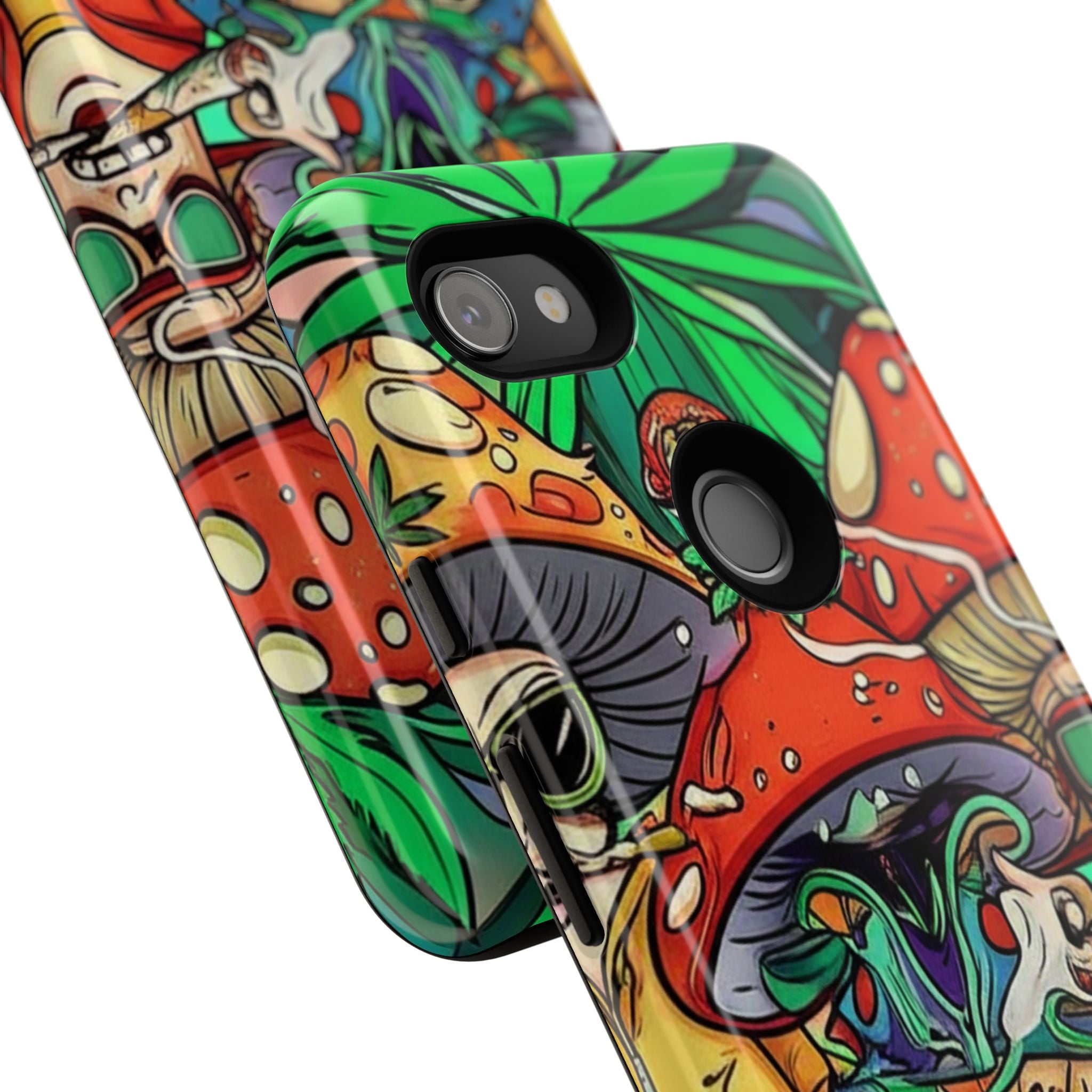 Vibrant Phone Case Featuring Funky Mushroom Art, Tough Cases, Trendy Accessories, Unique Gifts, Eclectic Style, Phone Protection