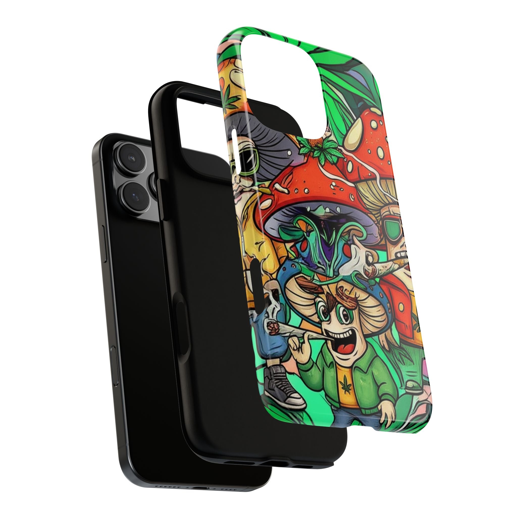 Vibrant Phone Case Featuring Funky Mushroom Art, Tough Cases, Trendy Accessories, Unique Gifts, Eclectic Style, Phone Protection