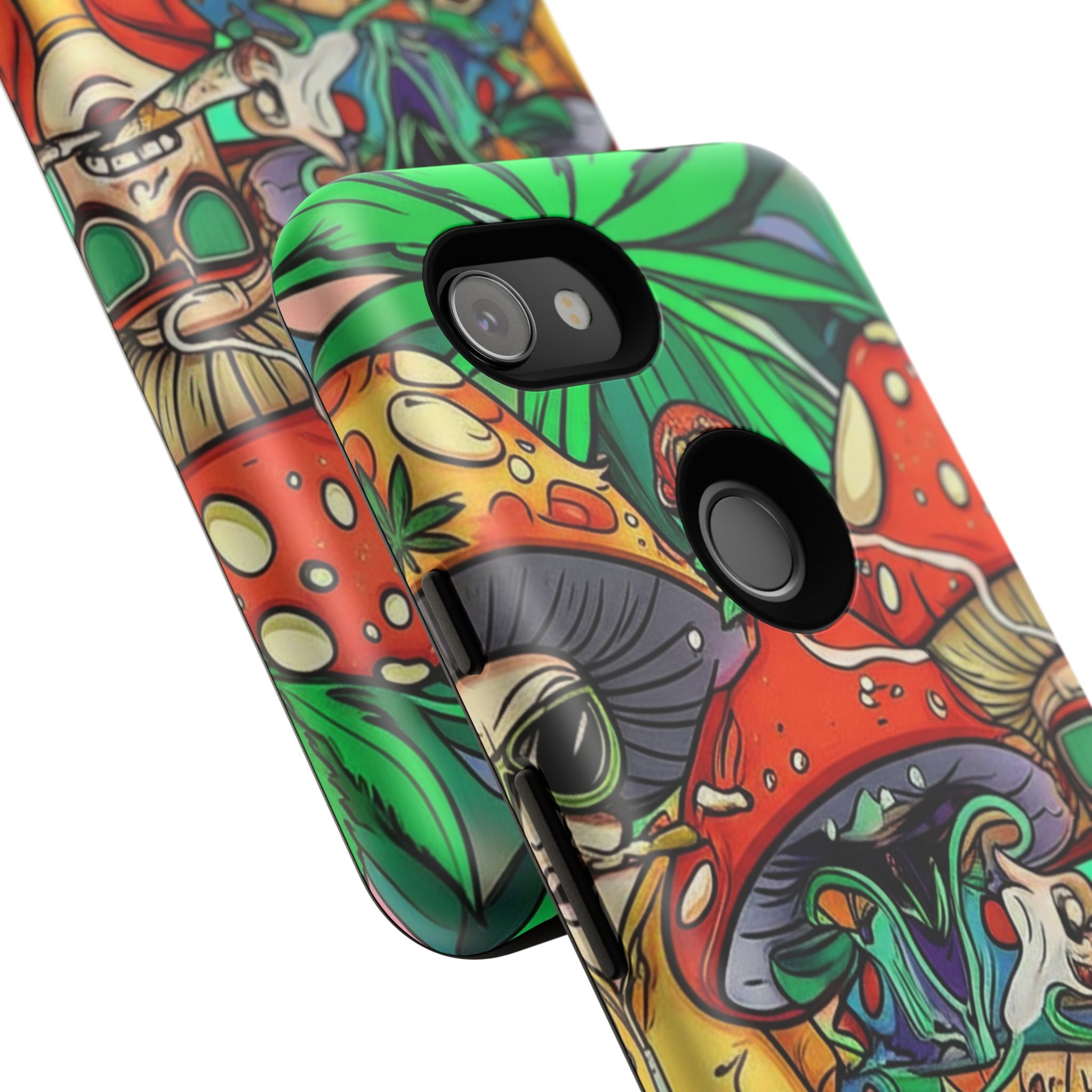 Vibrant Phone Case Featuring Funky Mushroom Art, Tough Cases, Trendy Accessories, Unique Gifts, Eclectic Style, Phone Protection