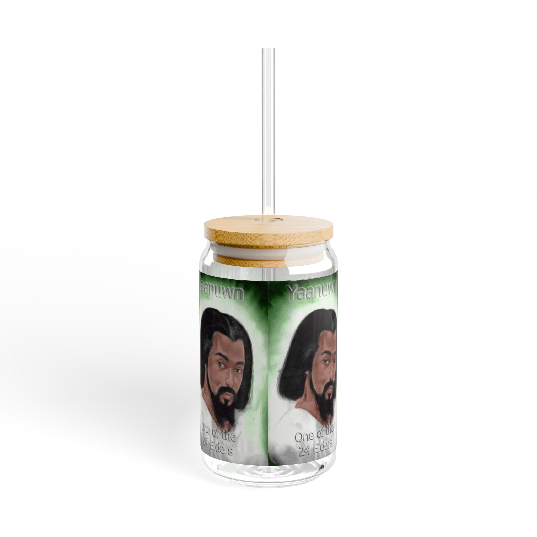 Artistic Sipper Glass with Wooden Lid, Unique Ventage Inspired Drinkware, Eco-Friendly Reusable, Perfect for Gatherings, Gifts