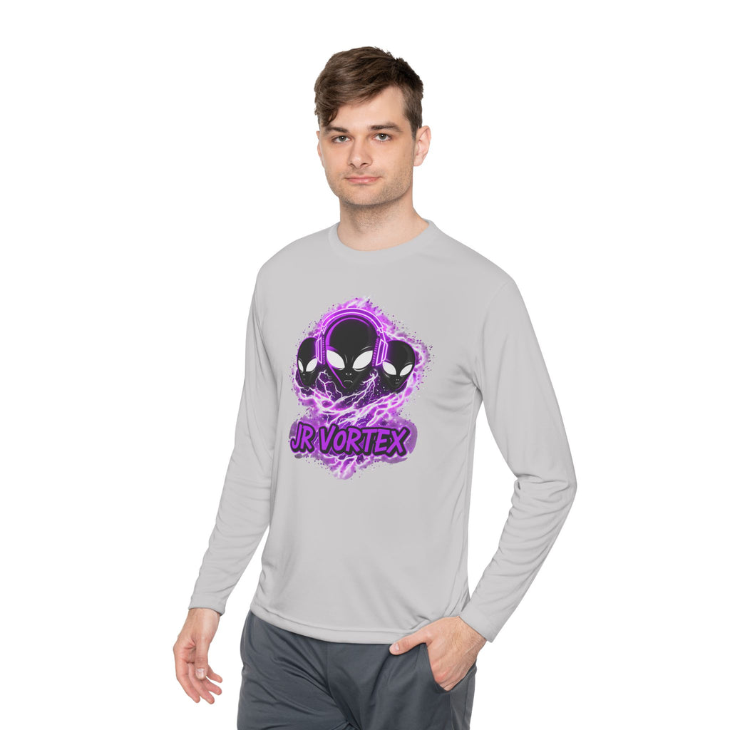 Alien Vortex Long Sleeve Tee — 'JR VORTEX' Graphic Sci‑Fi Shirt