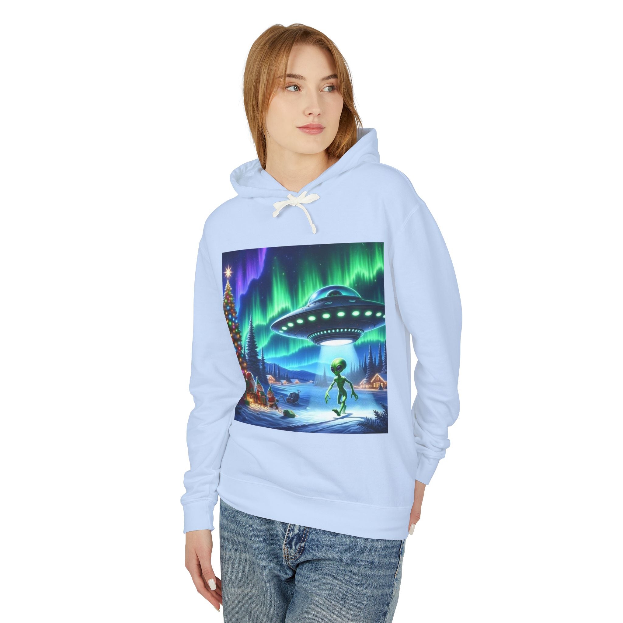 Alien Christmas Lightweight Hoodie