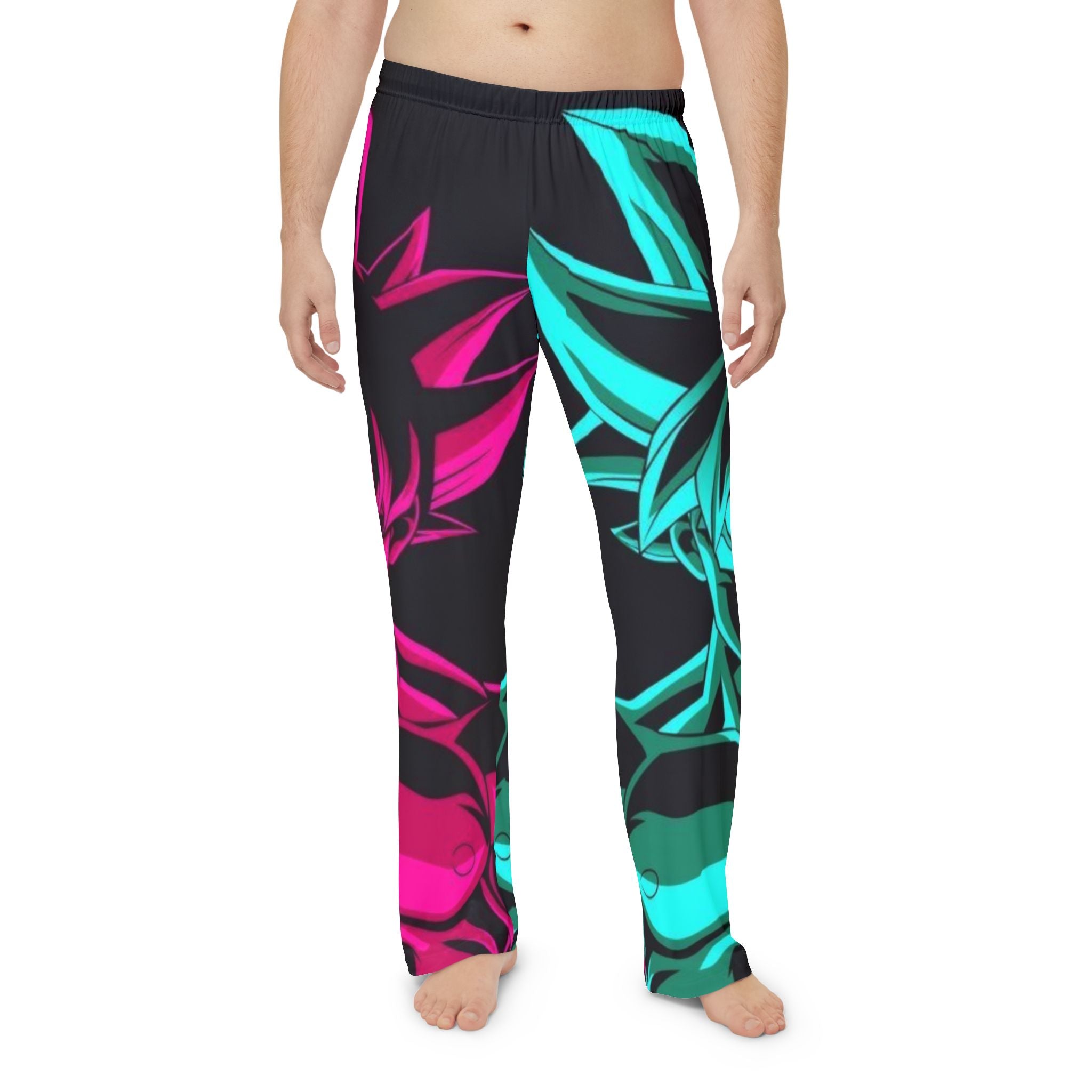 Men's Vibrant Ninja Pajama Pants, Colorful Lounge Wear, Gifts for Him, Relaxation Pants, Cosplay Sleepwear, Animated Design
