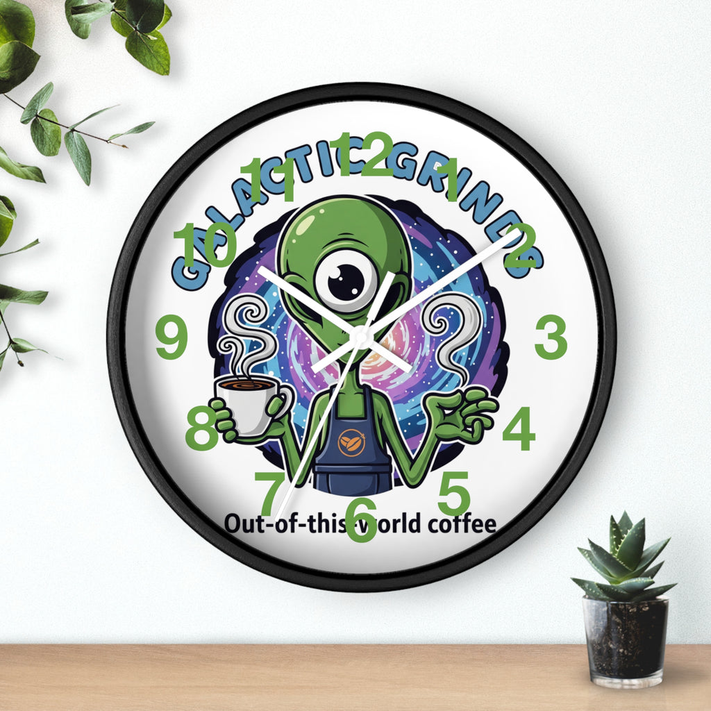 Out-of-This-World Alien Wall Clock | Galactic Grinds Decor | Fun Unique Timepiece for Coffee Lovers | Playful Gift Idea | Space Theme Home