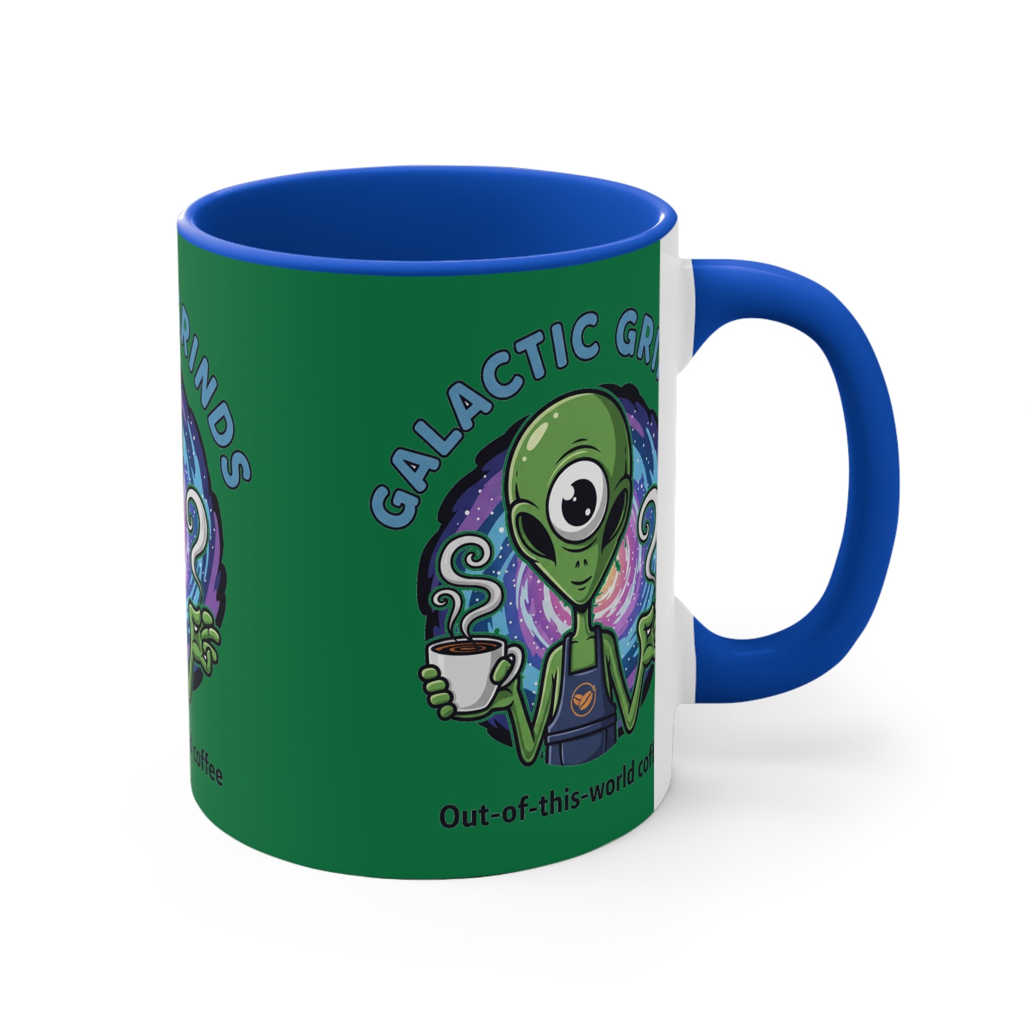 Galactic Grinds Alien Accent Mug - Fun Coffee Mug, Space Lover Gift, Unique Kitchen Decor, Whimsical Alien Design, Out-of-this-world Coffee