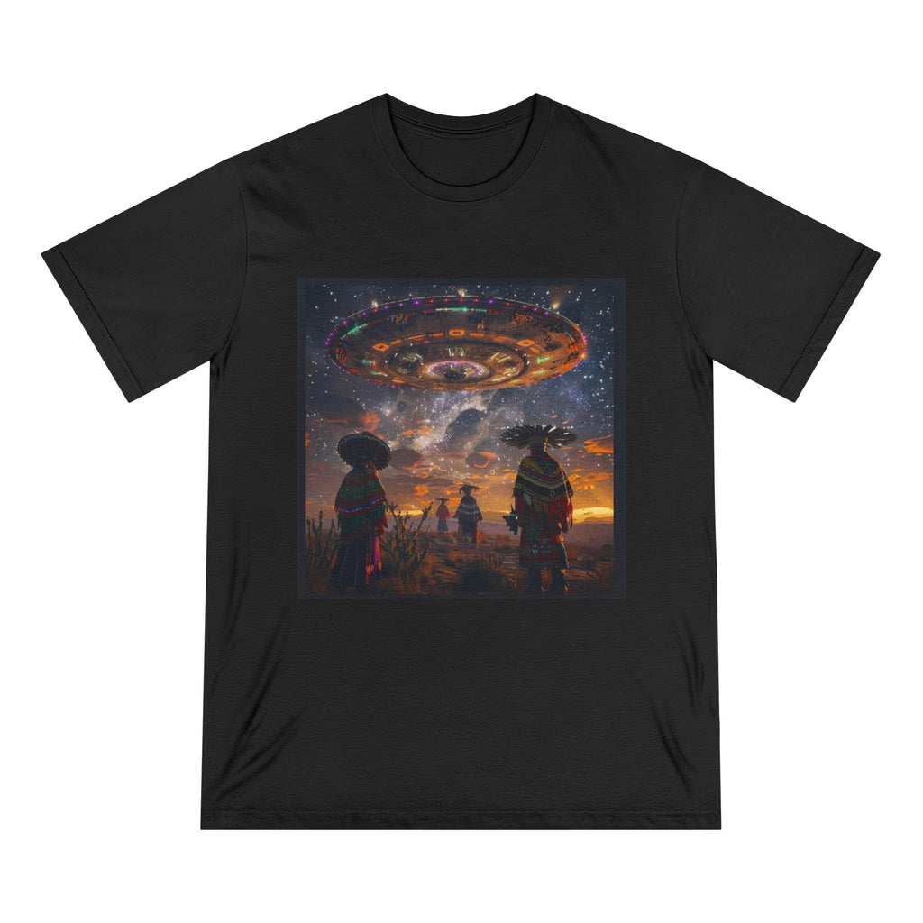 Cosmic Alien Encounter T-Shirt, Unisex Graphic Tee, Space Themed Shirt, Festival Wear, Unique Gift for Sci-Fi Lovers, Bohemian Style