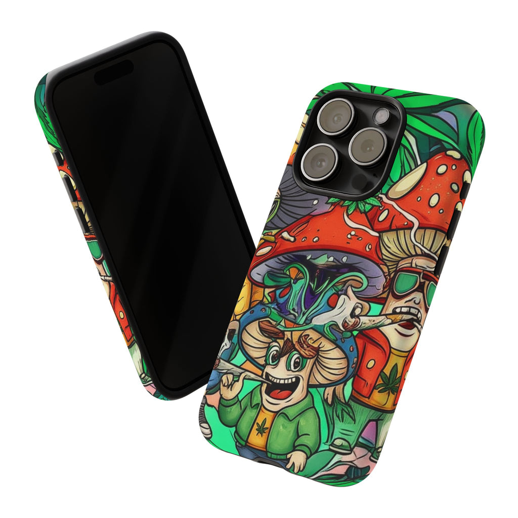 Vibrant Phone Case Featuring Funky Mushroom Art, Tough Cases, Trendy Accessories, Unique Gifts, Eclectic Style, Phone Protection
