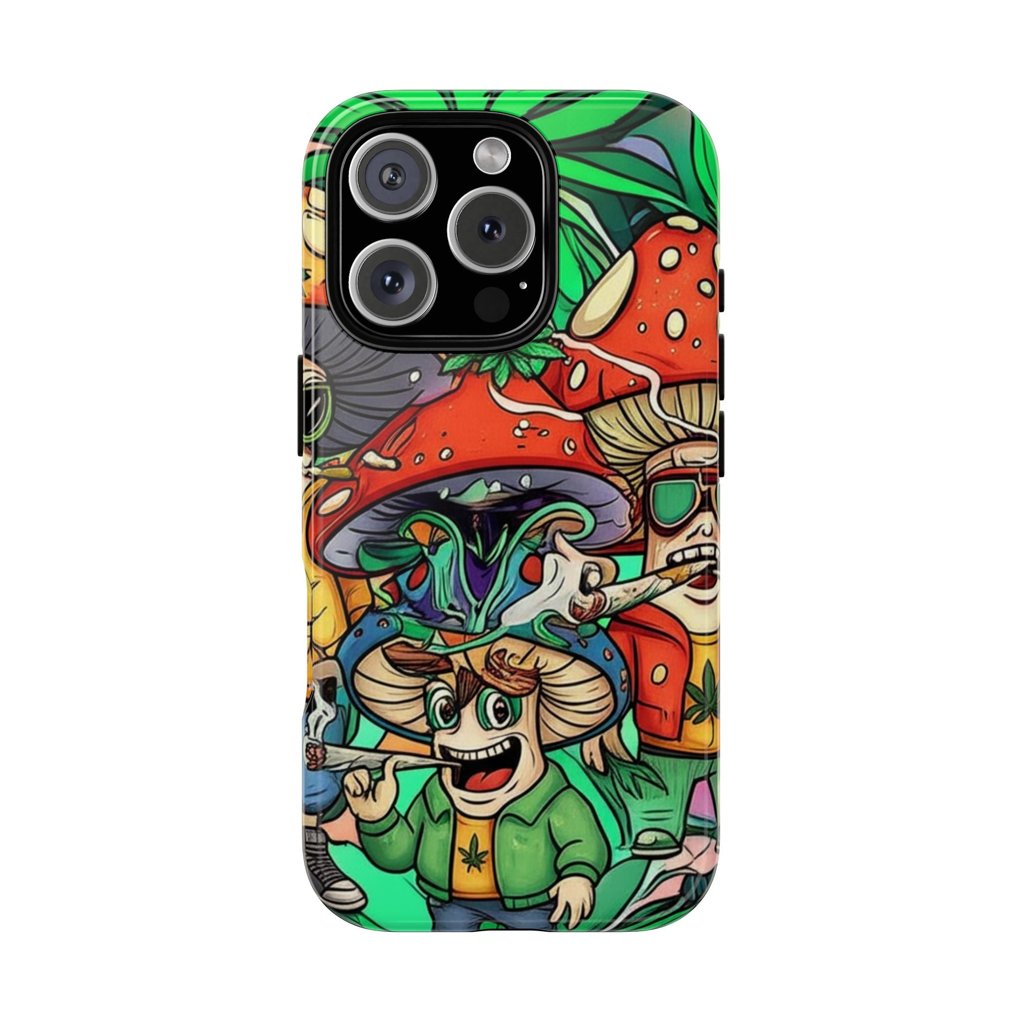 Vibrant Phone Case Featuring Funky Mushroom Art, Tough Cases, Trendy Accessories, Unique Gifts, Eclectic Style, Phone Protection