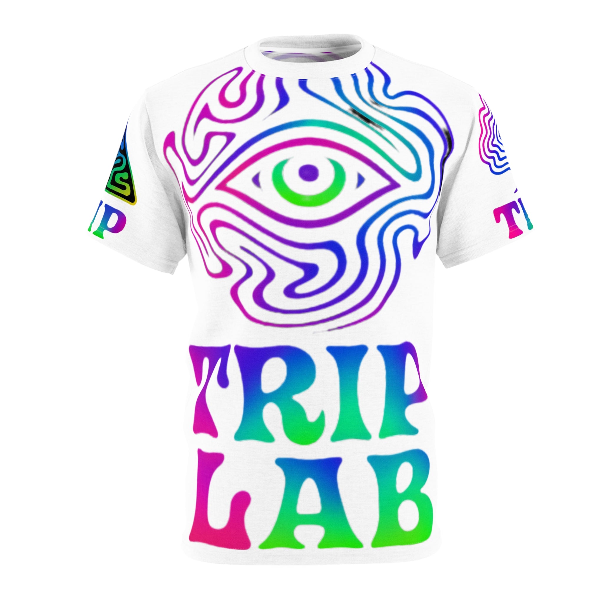 Psychedelic Graphic Tee, Festival Shirt, Unisex Cut & Sew Tee, Colorful AOP T-Shirt, Boho Vibe Apparel