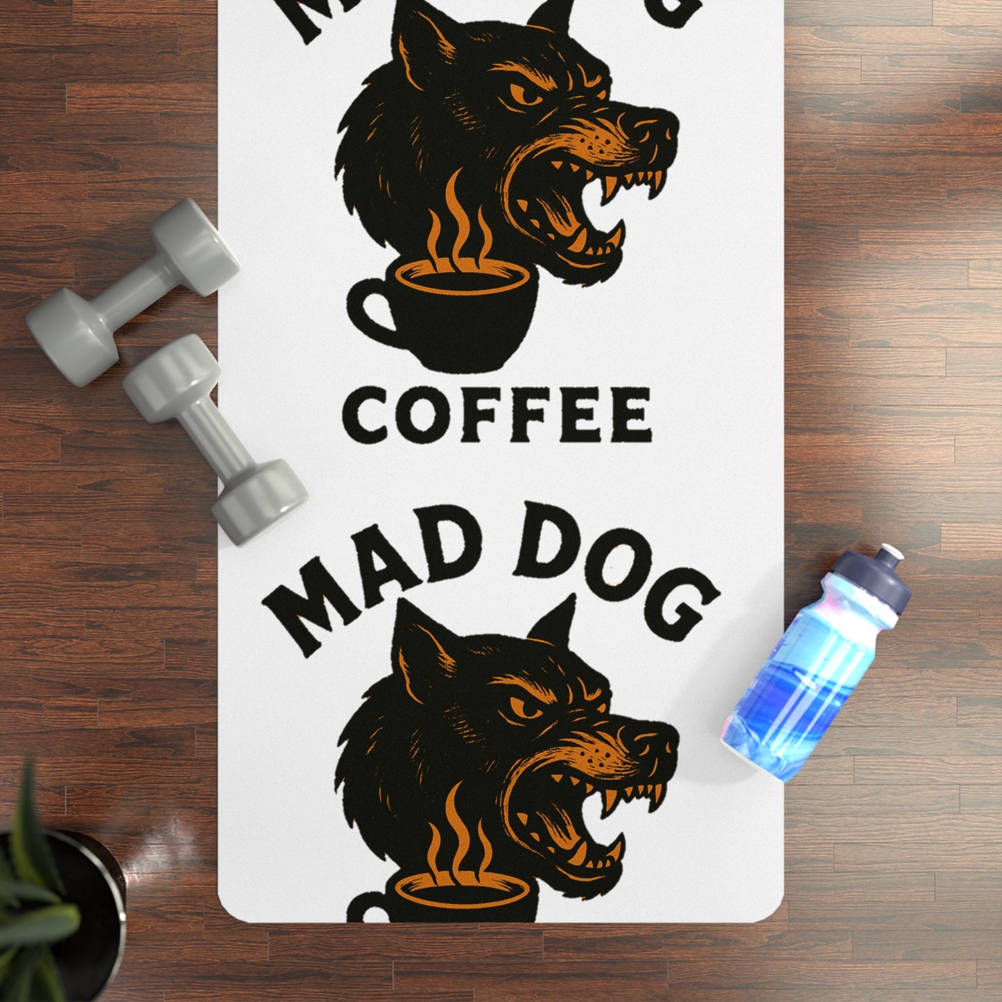 Mad Dog Coffee Rubber Yoga Mat, Fitness Mat for Home Gym, Gift for Yoga Lovers, Workout Gear, Black Yoga Mat