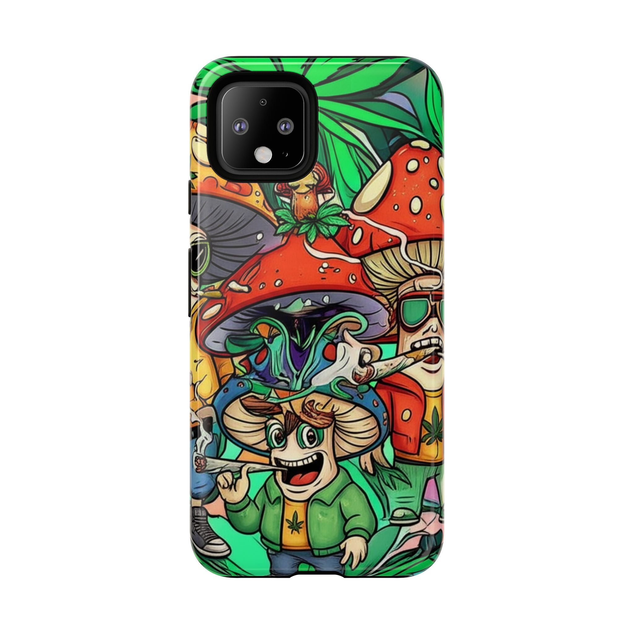 Vibrant Phone Case Featuring Funky Mushroom Art, Tough Cases, Trendy Accessories, Unique Gifts, Eclectic Style, Phone Protection
