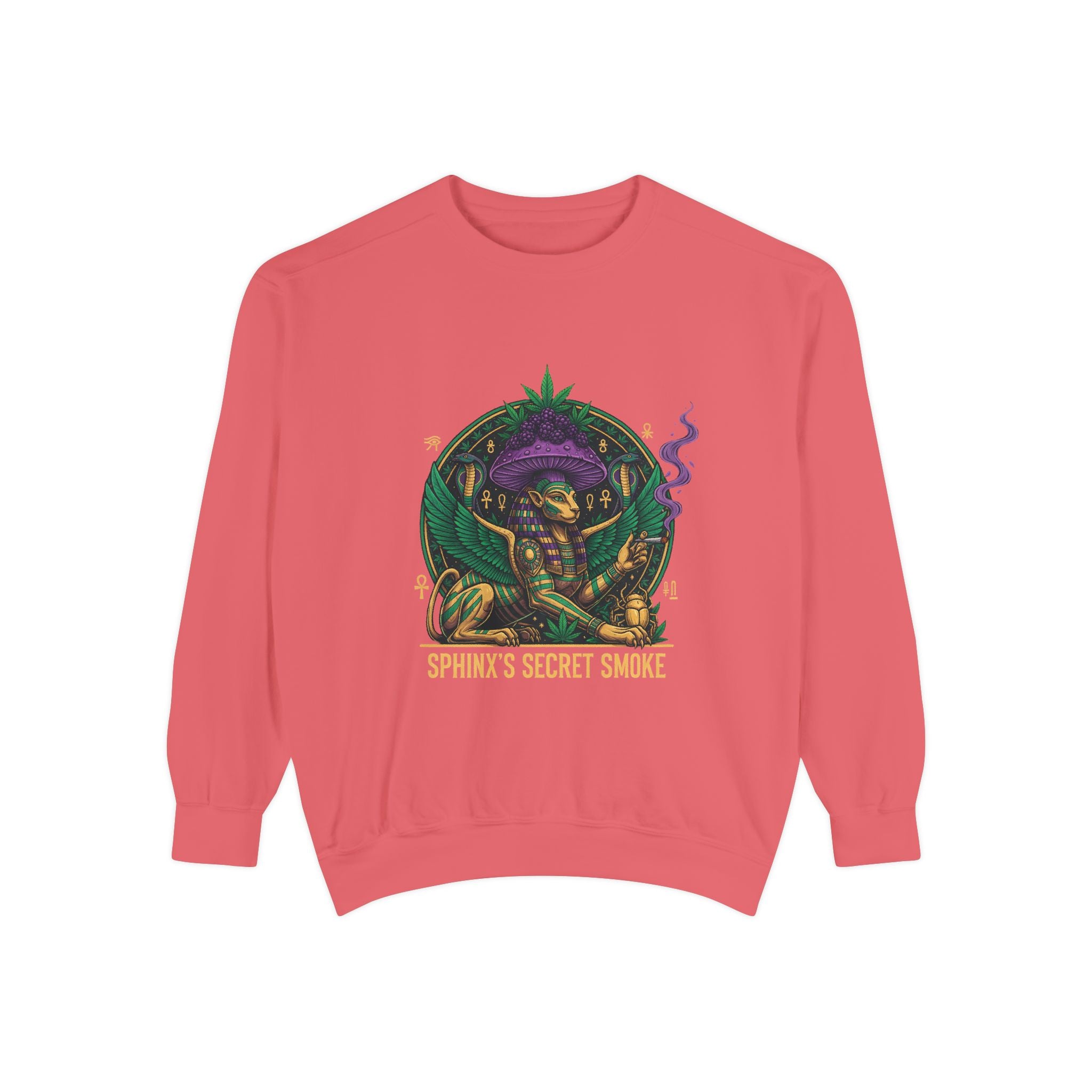 Sphinx's Secret Smoke Sweatshirt — Mystical Egyptian Sphinx Graphic Crewneck