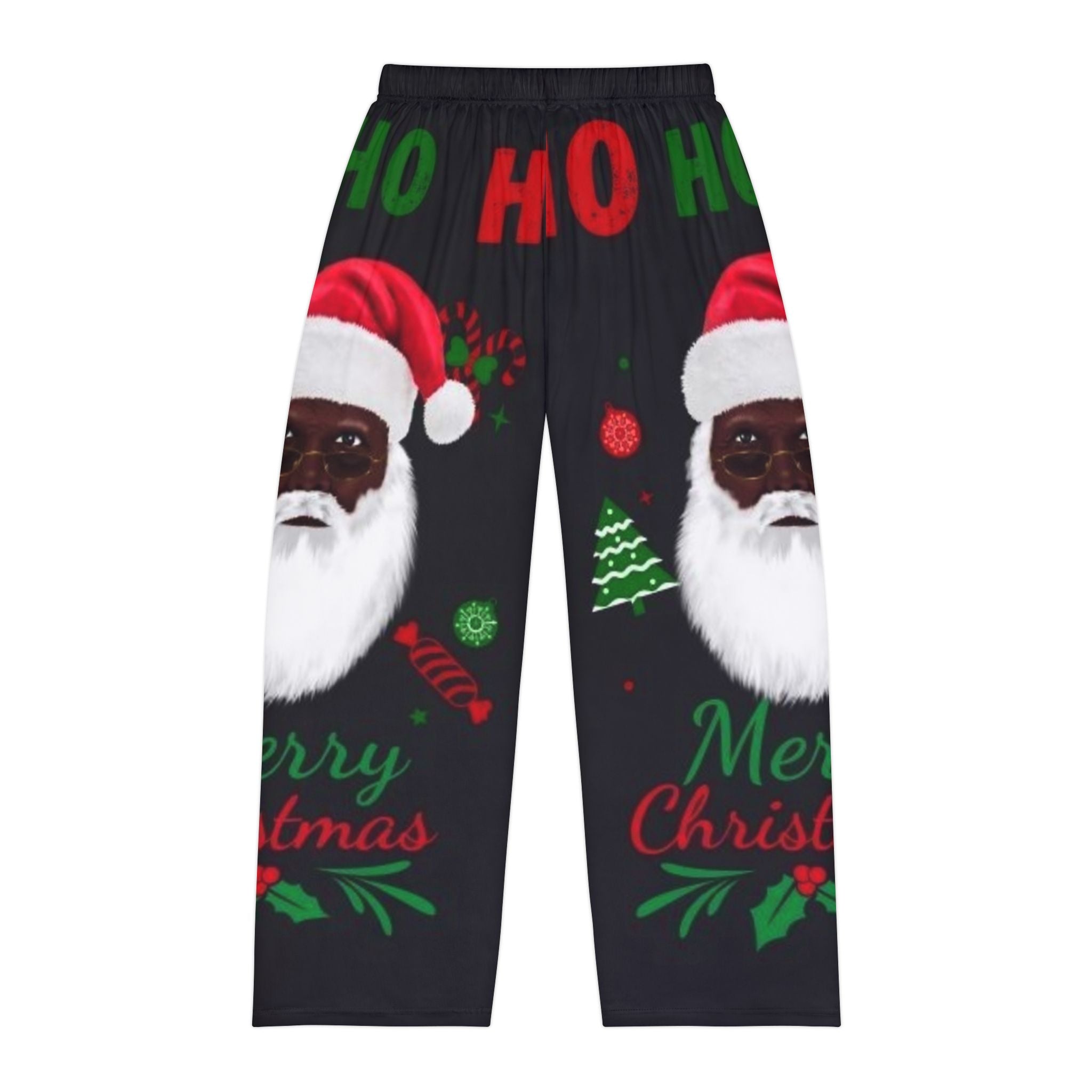 Men's Christmas Pajama Pants – Black Santa 'Ho Ho' Holiday Sleep Lounge Pants