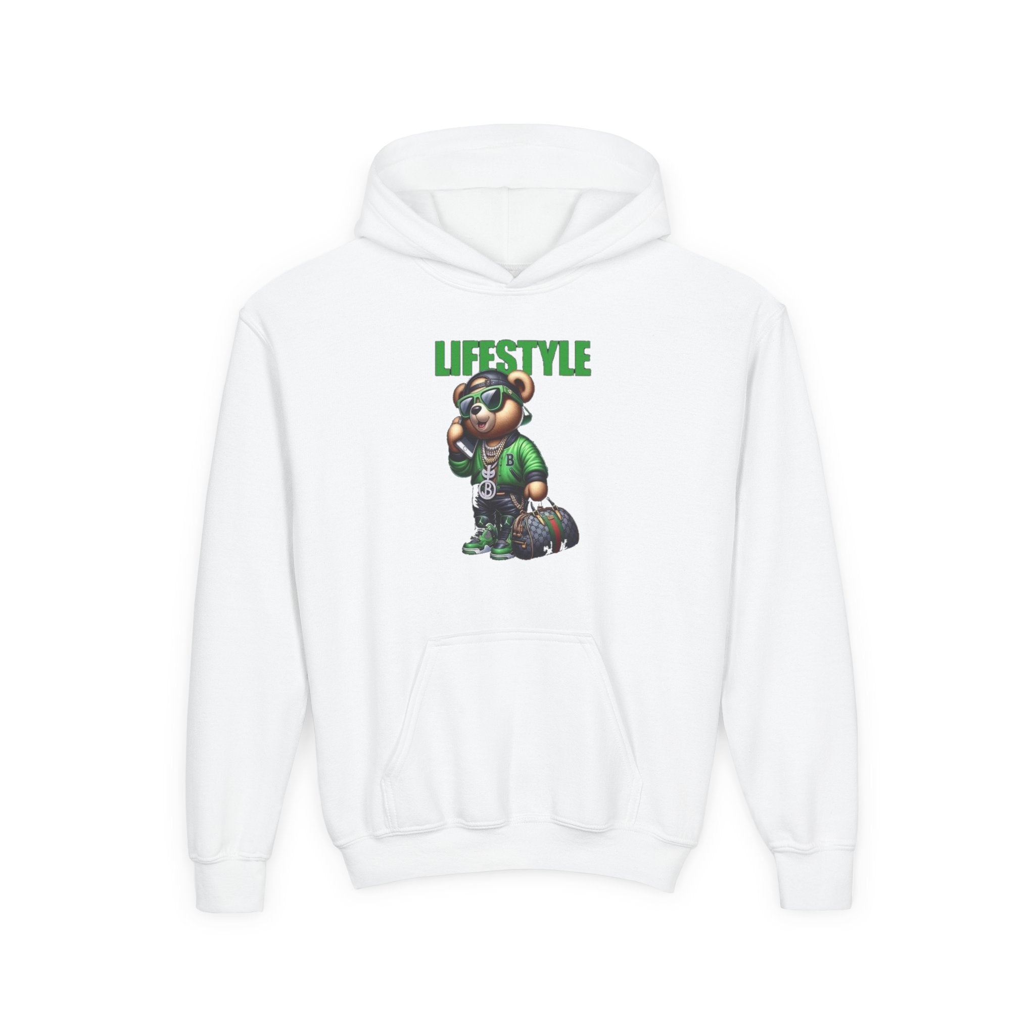 Youth Hooded Sweatshirt with Lifestyle Design - Cozy, Stylish, Fun Wear for Kids, Perfect for Casual Days, Gift Ideas, Streetwear