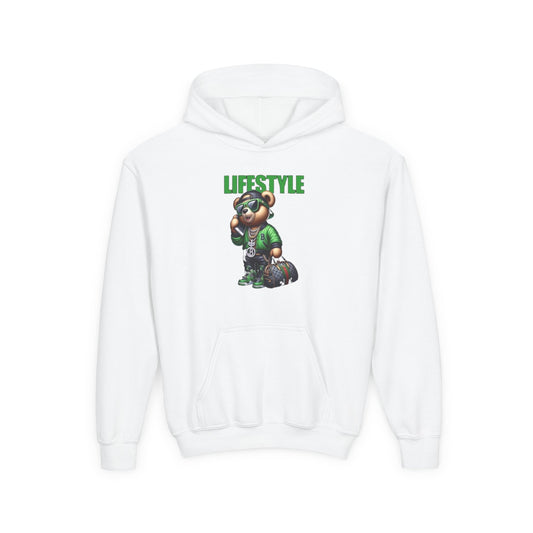 Youth Hooded Sweatshirt with Lifestyle Design - Cozy, Stylish, Fun Wear for Kids, Perfect for Casual Days, Gift Ideas, Streetwear