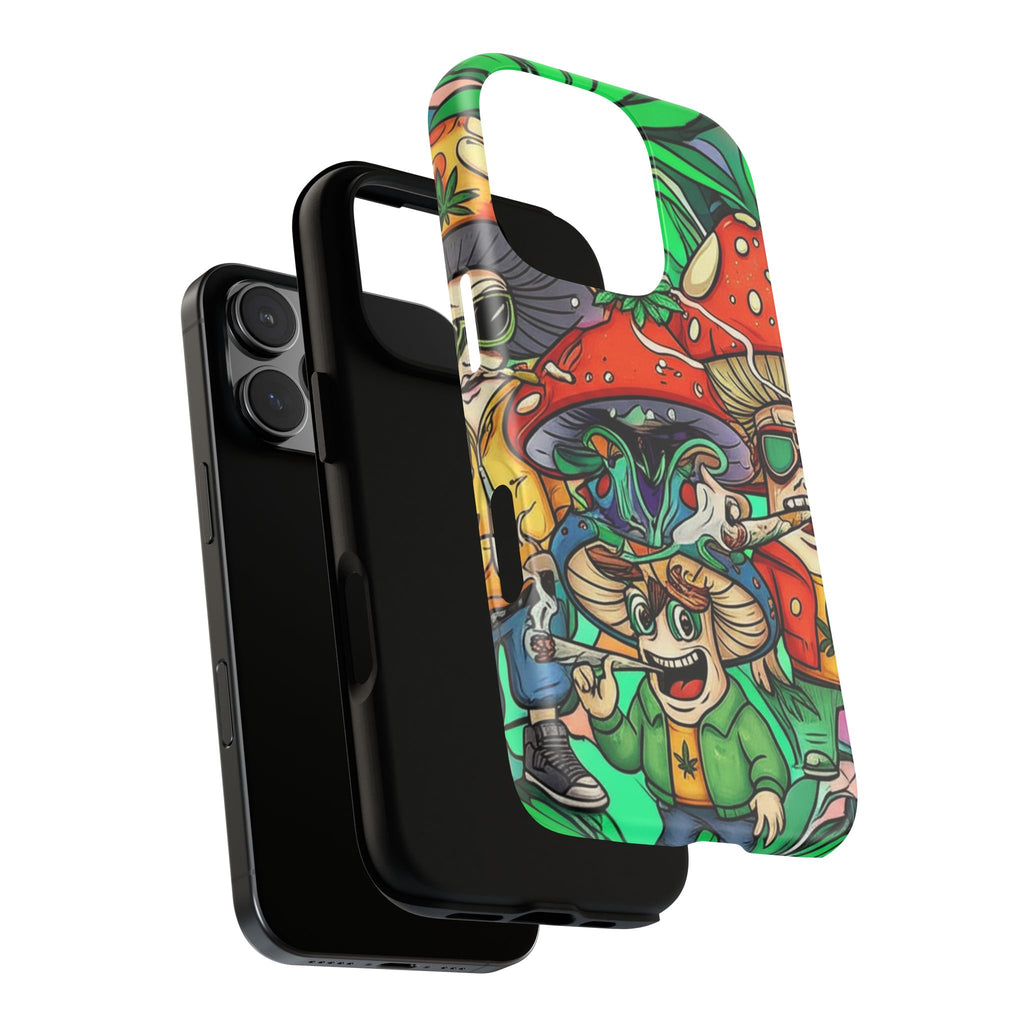 Vibrant Phone Case Featuring Funky Mushroom Art, Tough Cases, Trendy Accessories, Unique Gifts, Eclectic Style, Phone Protection