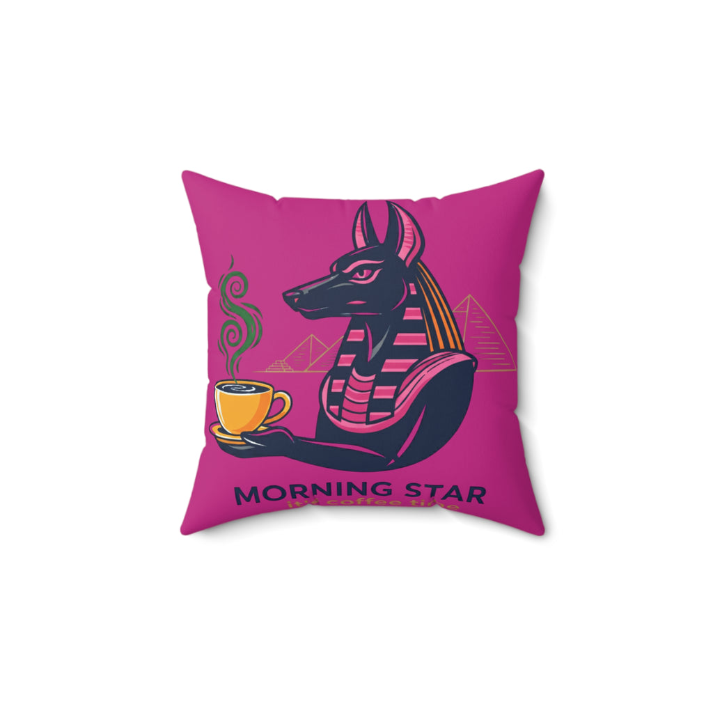 Egyptian Anubis Pillow, Morning Star Decorative Cushion, Unique Home Decor, Gift for Coffee Lovers, Fantasy Pillow
