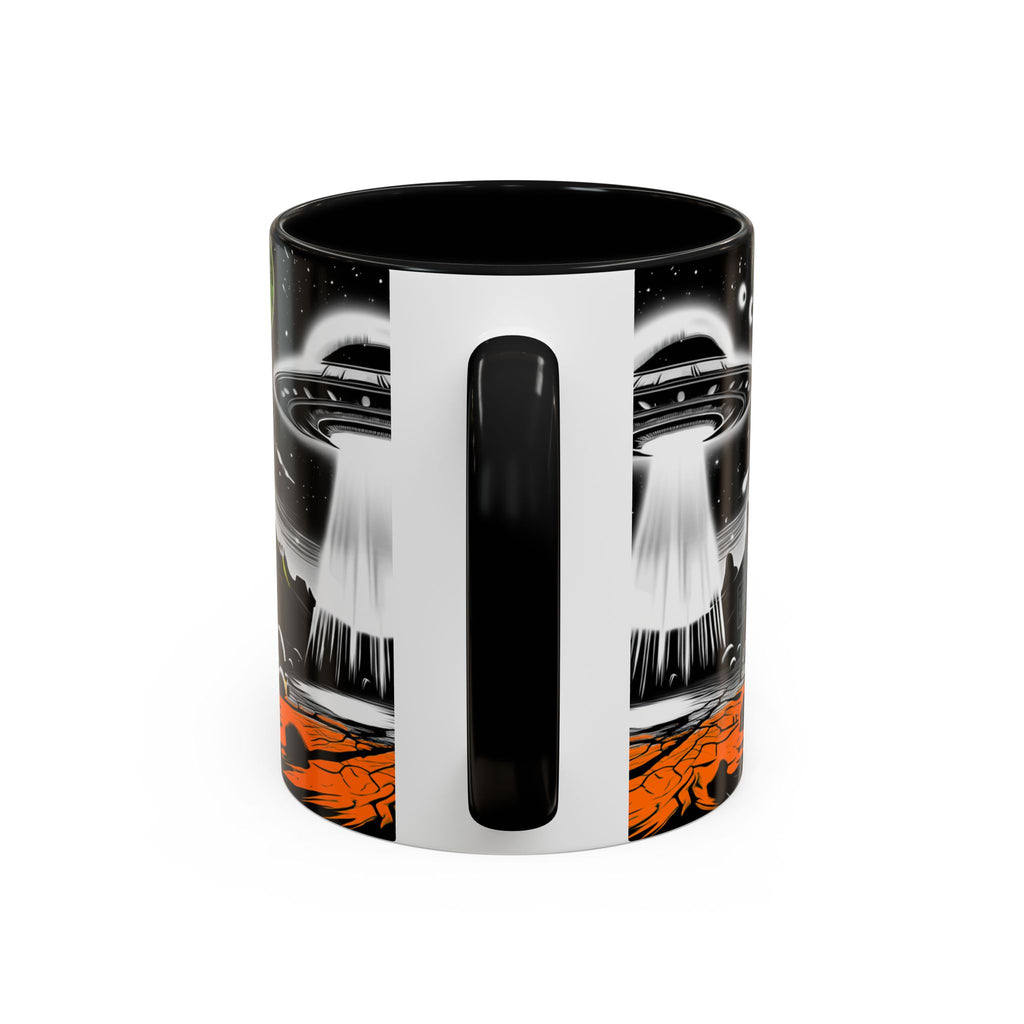 Area 51 UFO Accent Coffee Mug - Space Lover Gift, Weird Alien Decor, Black Mug, Sci-Fi Enthusiast, Kitchenware, Unique Gift Idea!