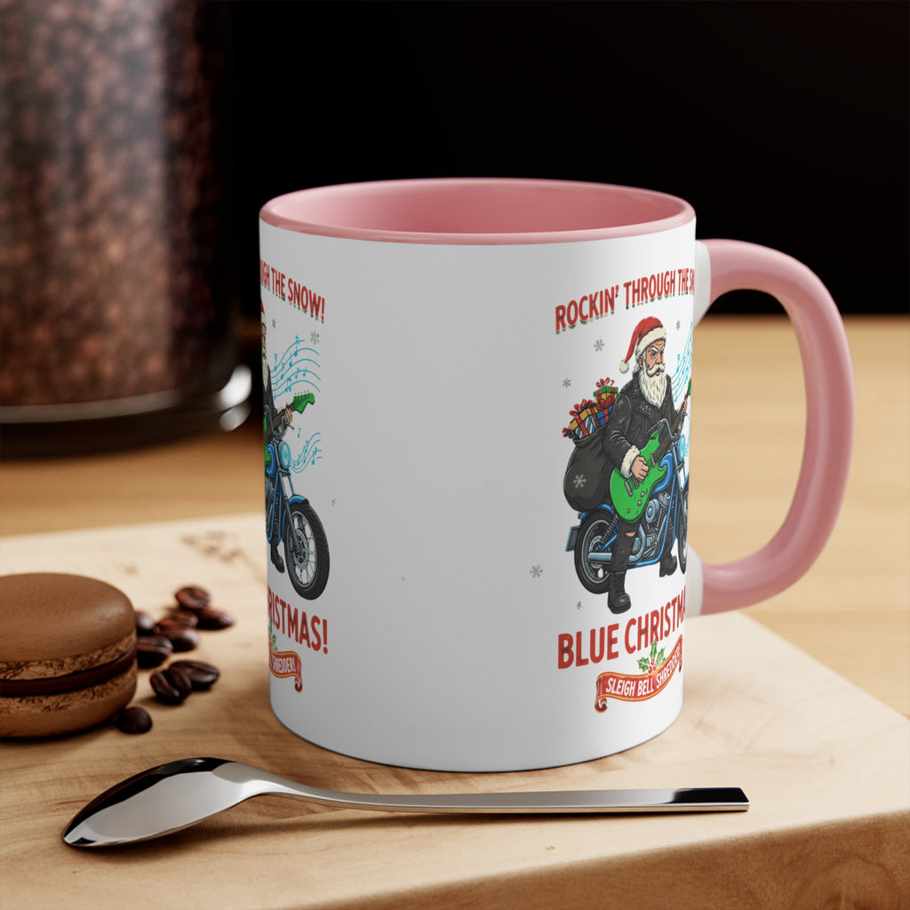 11oz Custom Accent Mug With Blue White Green White Red White Pink White