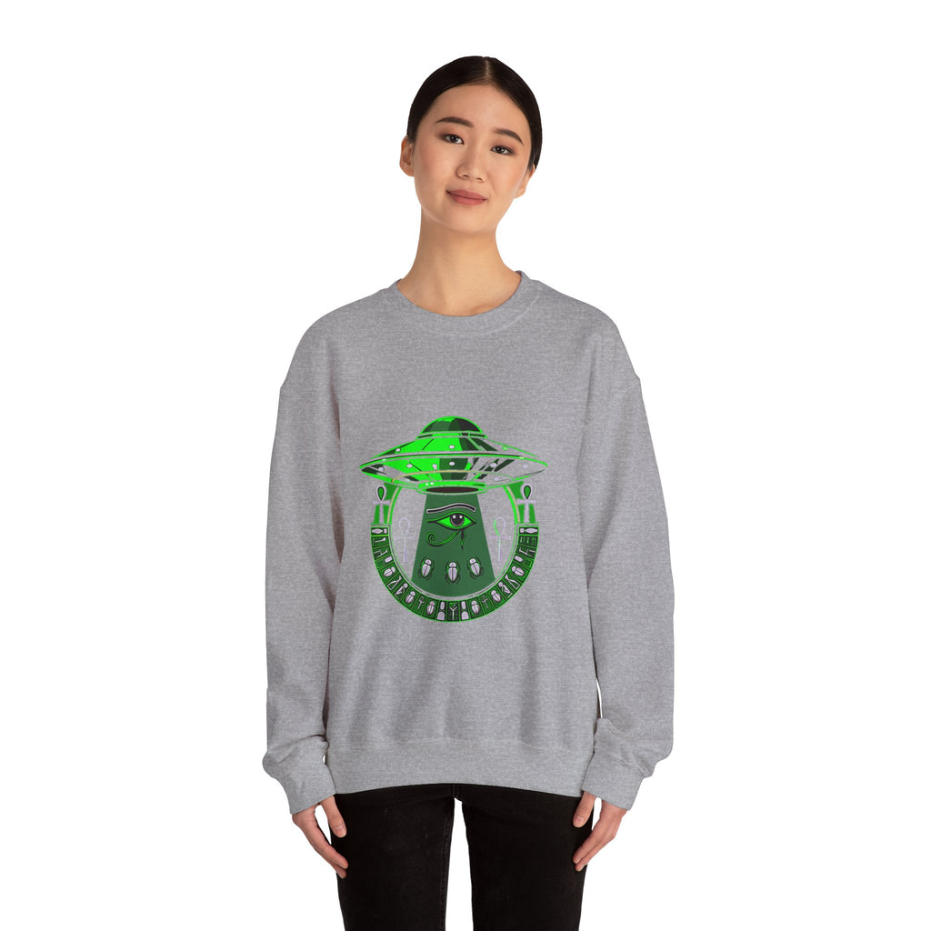 Alien Abduction Graphic Sweatshirt, Cozy Unisex Crewneck, UFO Lover Gift, Space-Themed Apparel, Casual Everyday Wear