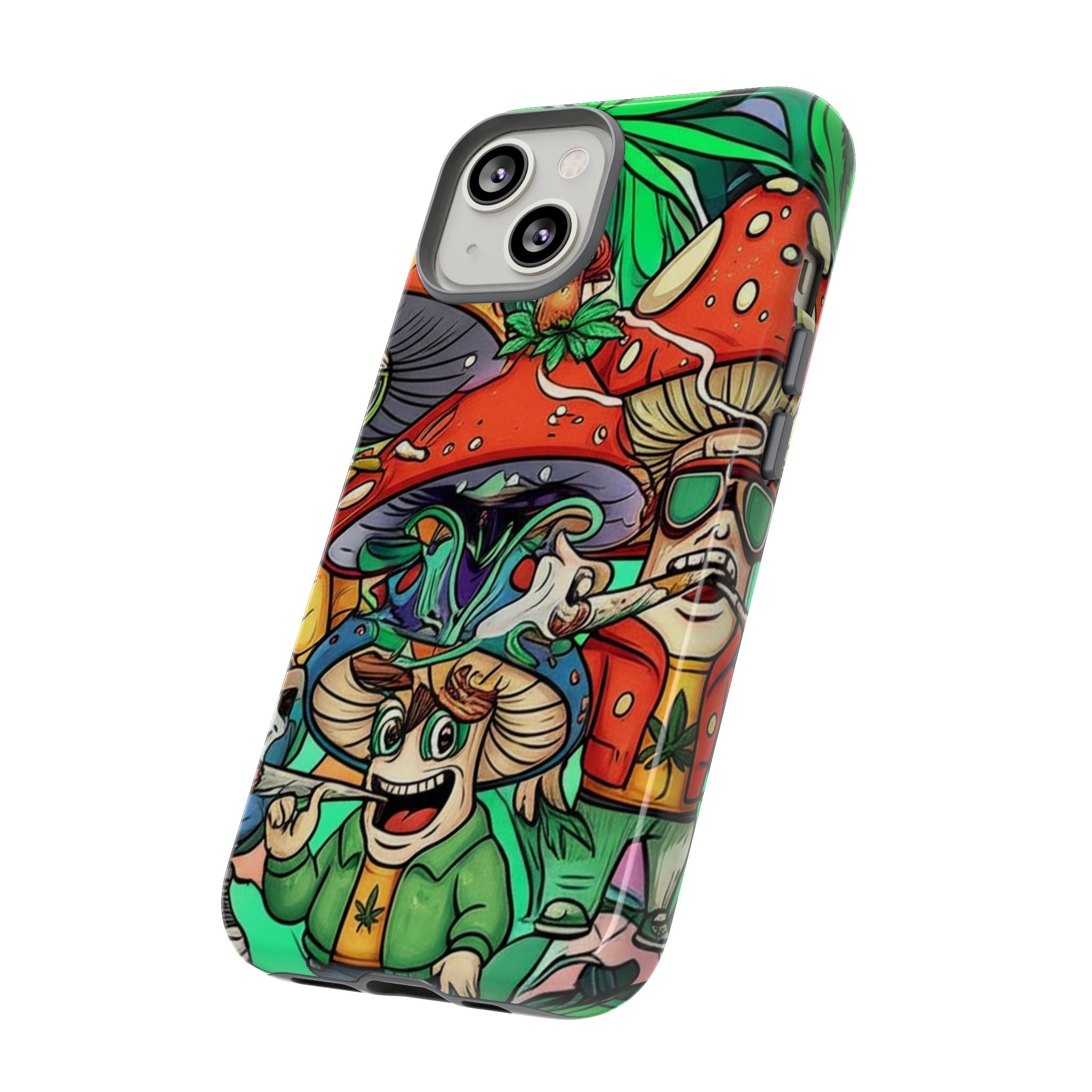 Vibrant Phone Case Featuring Funky Mushroom Art, Tough Cases, Trendy Accessories, Unique Gifts, Eclectic Style, Phone Protection