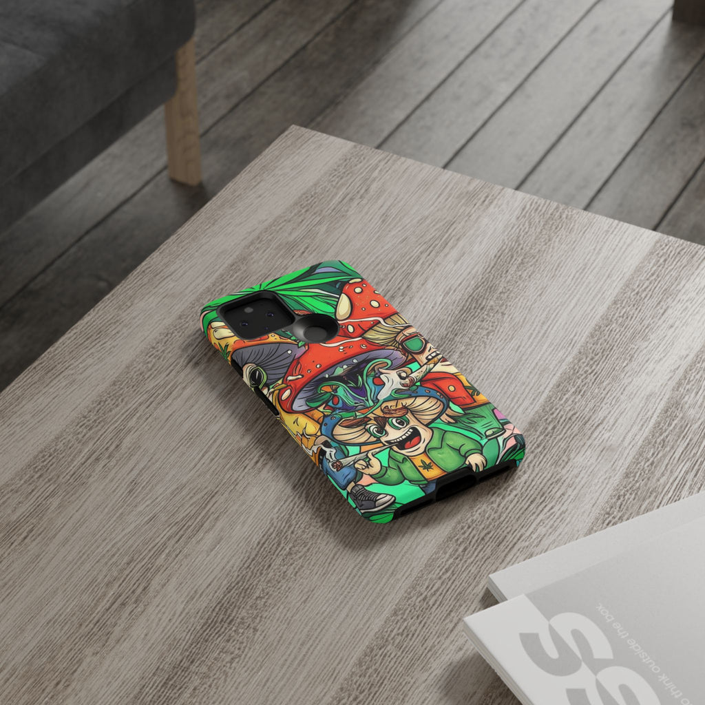 Vibrant Phone Case Featuring Funky Mushroom Art, Tough Cases, Trendy Accessories, Unique Gifts, Eclectic Style, Phone Protection