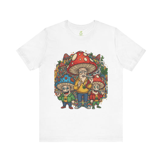 Whimsical Mushroom Graphic Tee, Funny T-Shirt, Unisex Short Sleeve Top, Casual Wear, Gift for Nature Lovers, Festival Apparel