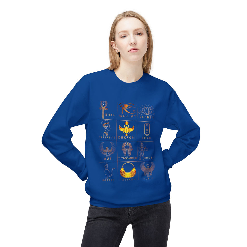 Egyptian Hieroglyphs Sweatshirt, Cozy Crewneck with Ancient Symbols, Unisex Fashion for History Lovers, Gift for Birthdays & Holidays