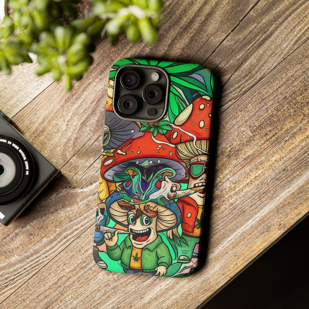 Vibrant Phone Case Featuring Funky Mushroom Art, Tough Cases, Trendy Accessories, Unique Gifts, Eclectic Style, Phone Protection