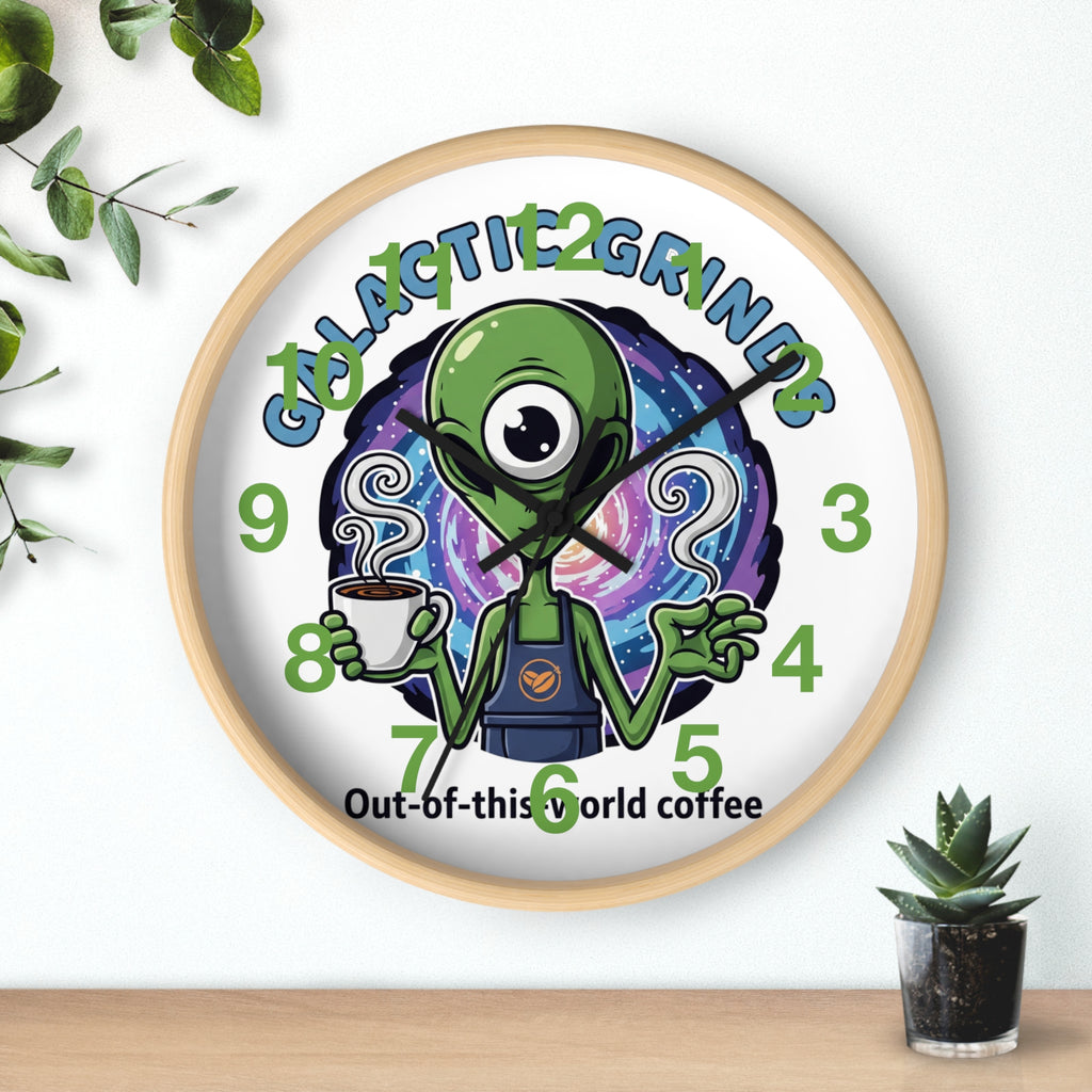 Out-of-This-World Alien Wall Clock | Galactic Grinds Decor | Fun Unique Timepiece for Coffee Lovers | Playful Gift Idea | Space Theme Home