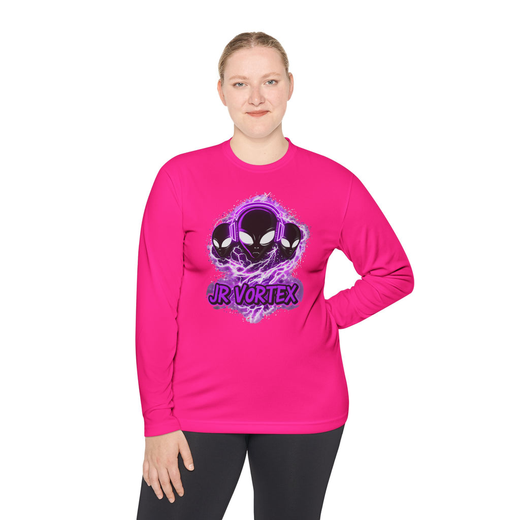 Alien Vortex Long Sleeve Tee — 'JR VORTEX' Graphic Sci‑Fi Shirt