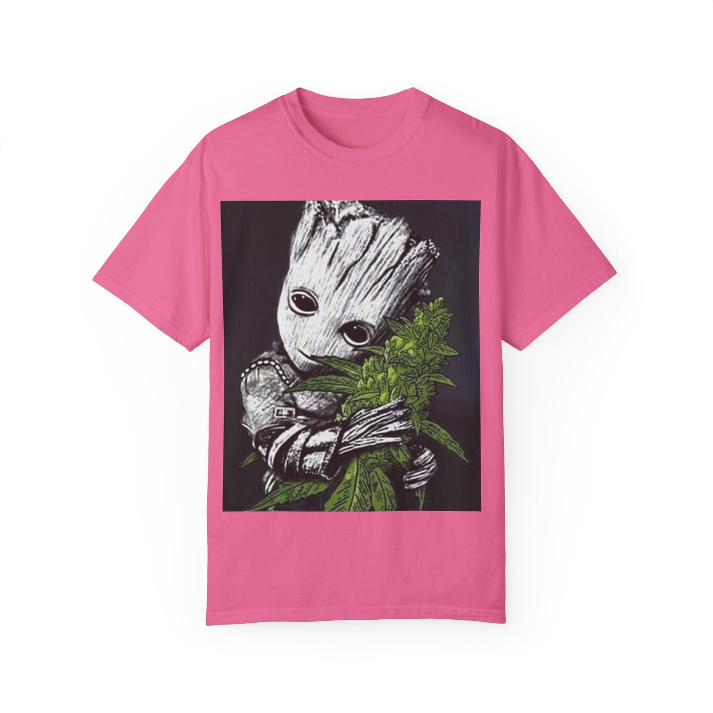 Garment-Dyed T-Shirt - Cute Groot with Plants Graphic