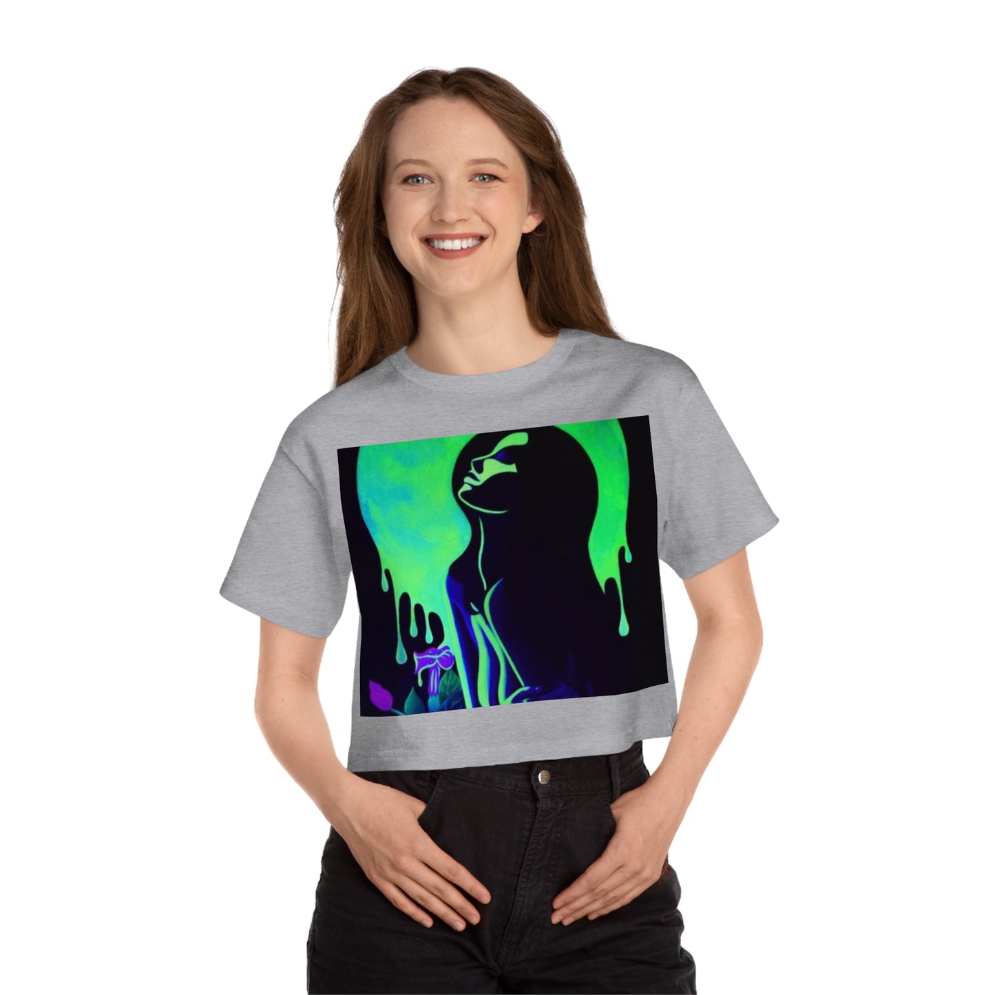 Neon Art Cropped T-Shirt for Women | Champion Heritage Style