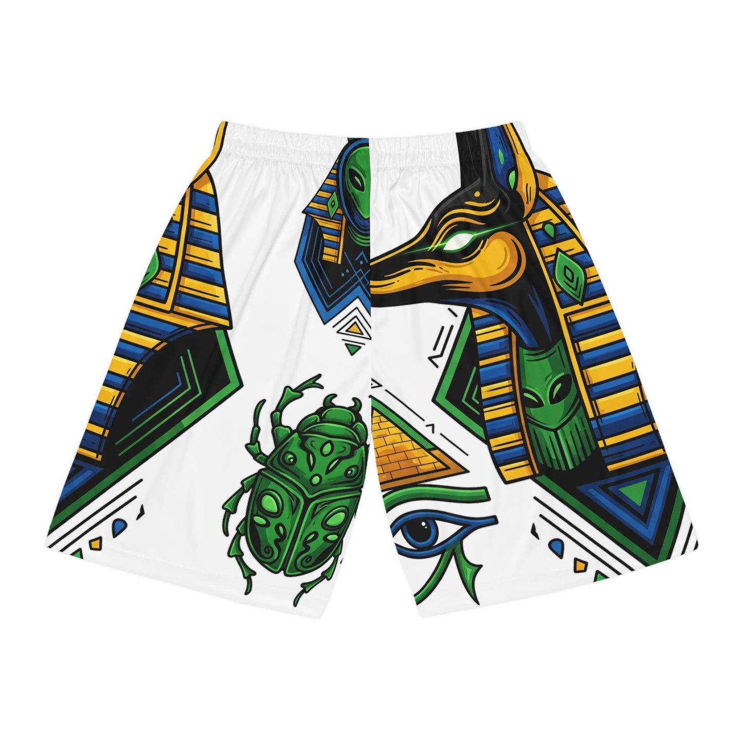 Vibrant Egyptian-Inspired Basketball Shorts, AOP Athletic Wear, Summer Sports Shorts, Unique Gift for Basketball Lovers, Festival Fashion