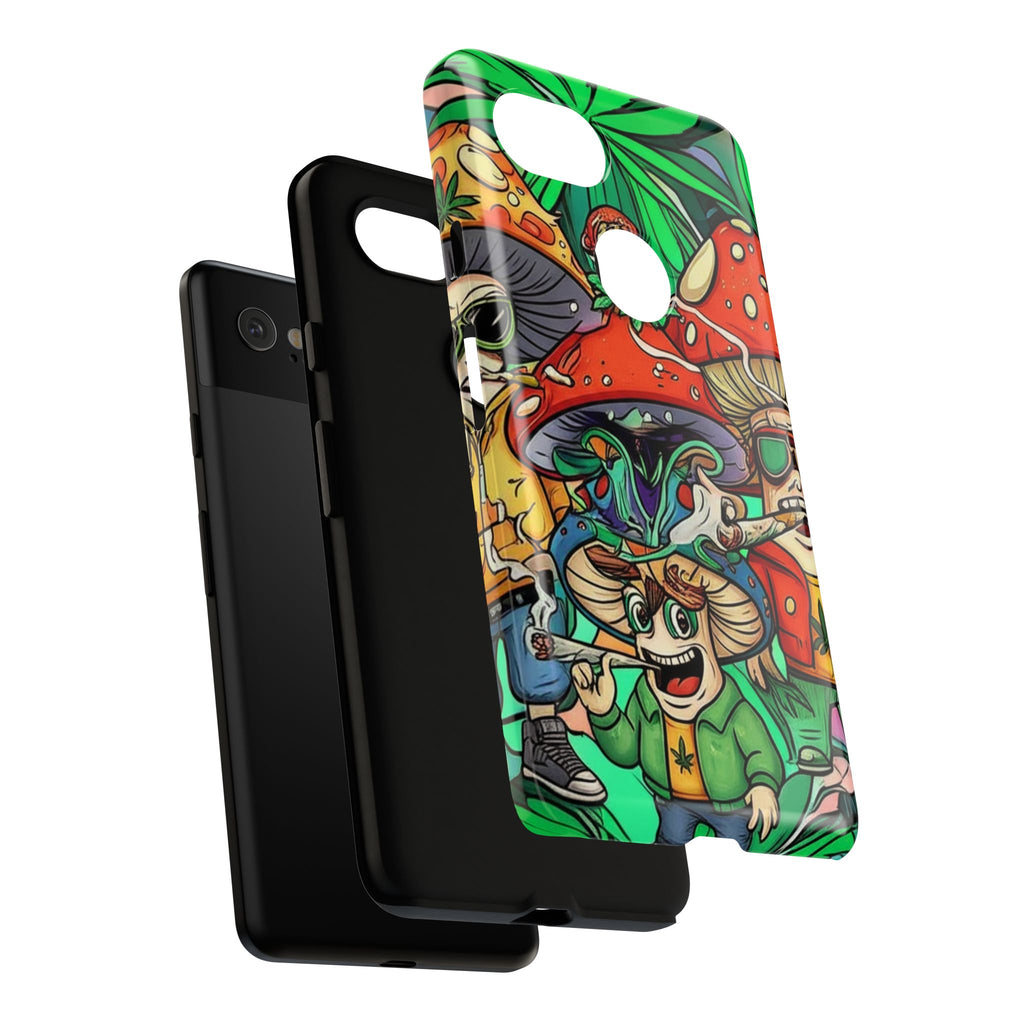 Vibrant Phone Case Featuring Funky Mushroom Art, Tough Cases, Trendy Accessories, Unique Gifts, Eclectic Style, Phone Protection