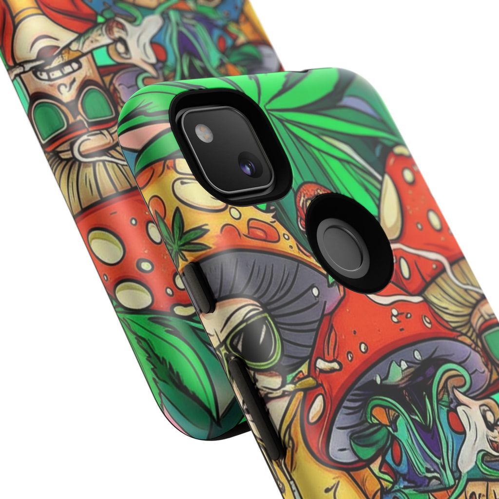 Vibrant Phone Case Featuring Funky Mushroom Art, Tough Cases, Trendy Accessories, Unique Gifts, Eclectic Style, Phone Protection