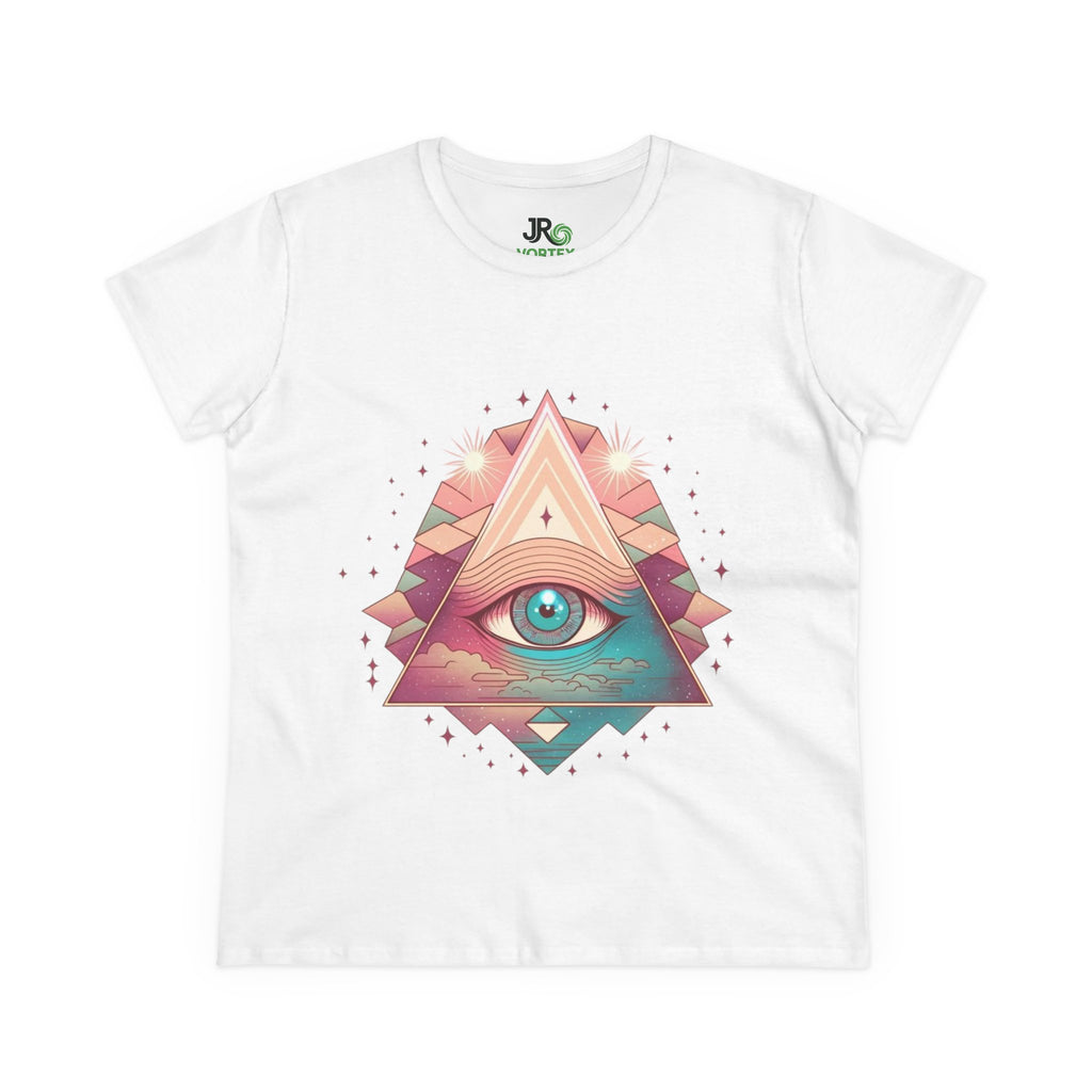 Mystical Eye Graphic Tee, Boho T-Shirt for Women, Casual Summer Shirt, Symbolic Gift, Unique Festival Wear, Psychedelic Apparel