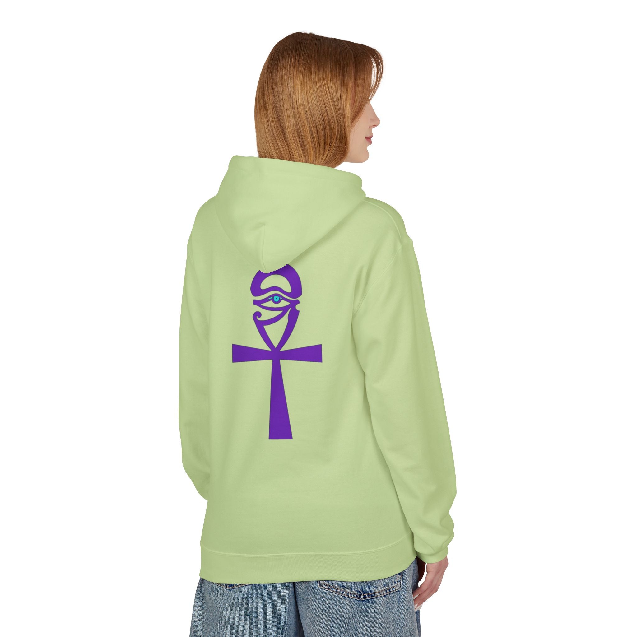 Ankh Symbol Fleece Hoodie | Unisex Cozy Wear for Spiritual Souls, Perfect Gift for Festivals, Meditation, and Everyday Comfort