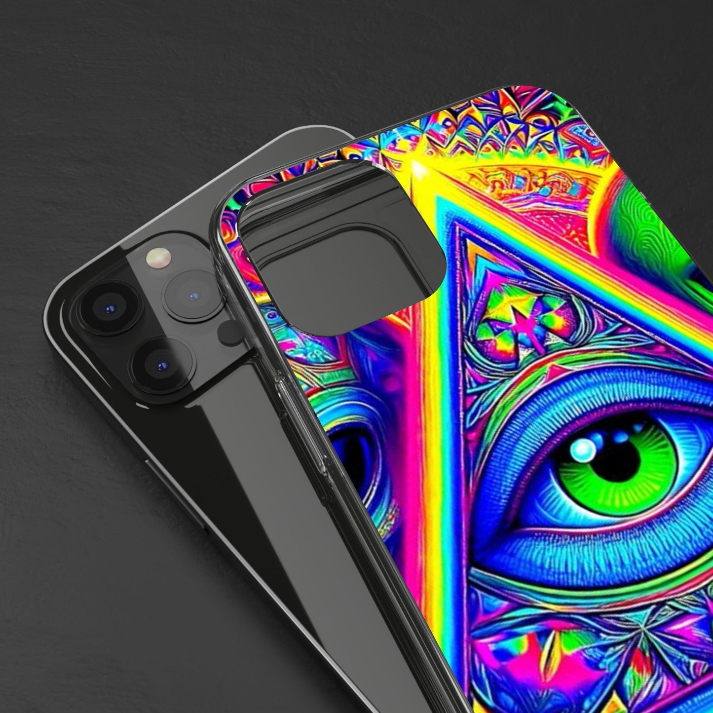 Colorful Alien Eye Phone Case, Psychedelic Clear Case, Gift for Art Lovers, Boho Phone Cover, Festival Accessory, Unique Mobile Case