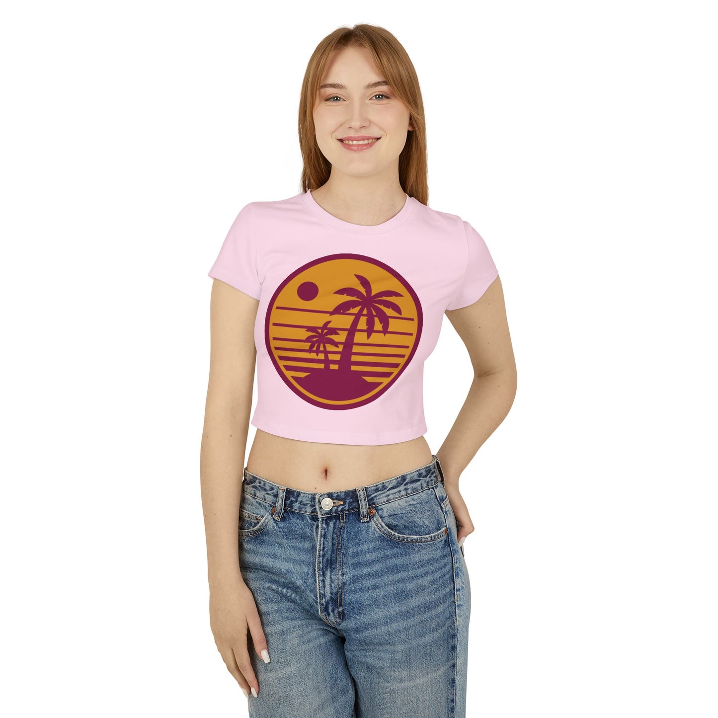 Sunset Palm Women's Baby Tee - Casual Summer Vibes
