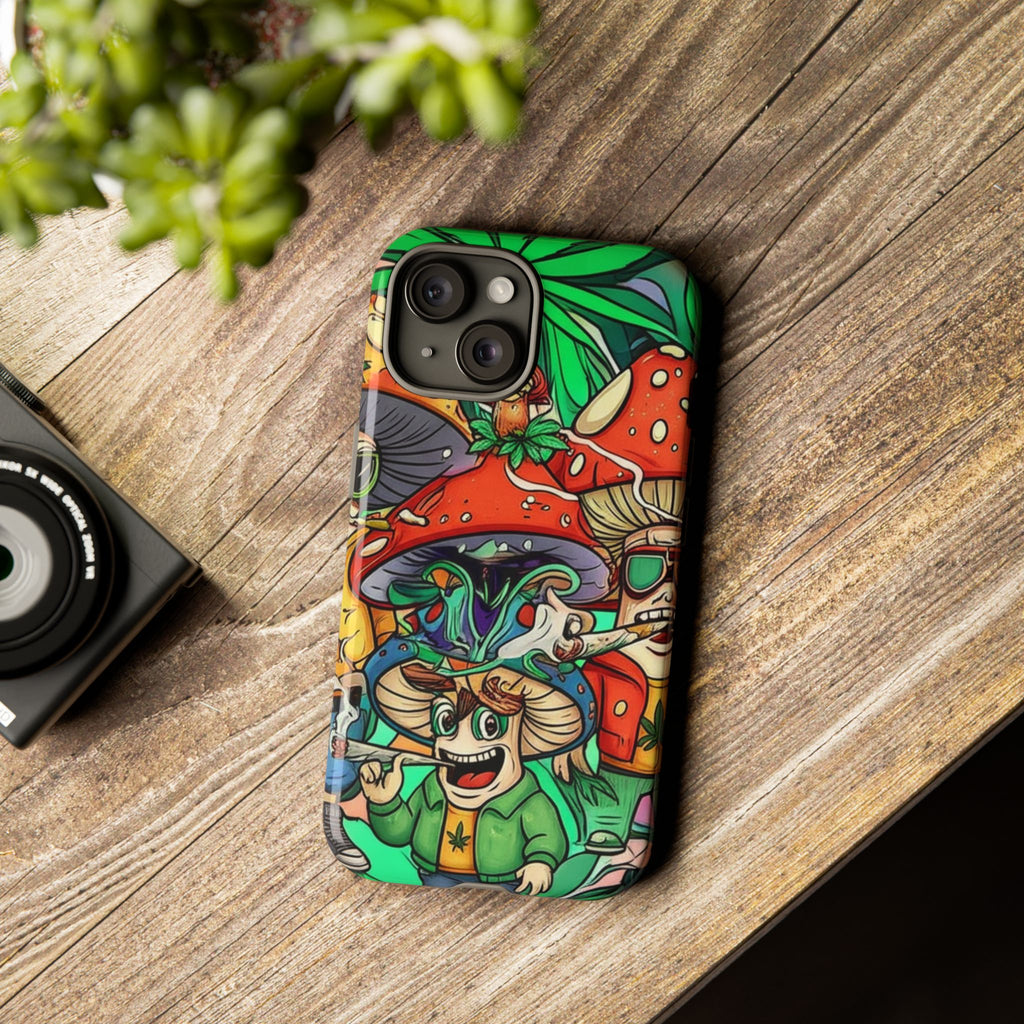 Vibrant Phone Case Featuring Funky Mushroom Art, Tough Cases, Trendy Accessories, Unique Gifts, Eclectic Style, Phone Protection