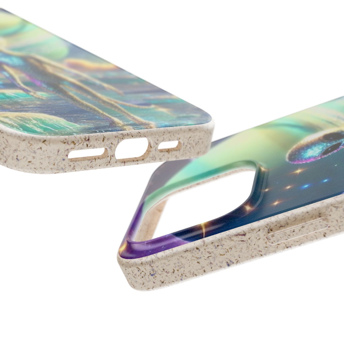 Glitter Alien Biodegradable Phone Case - Eco-Friendly Galaxy Design
