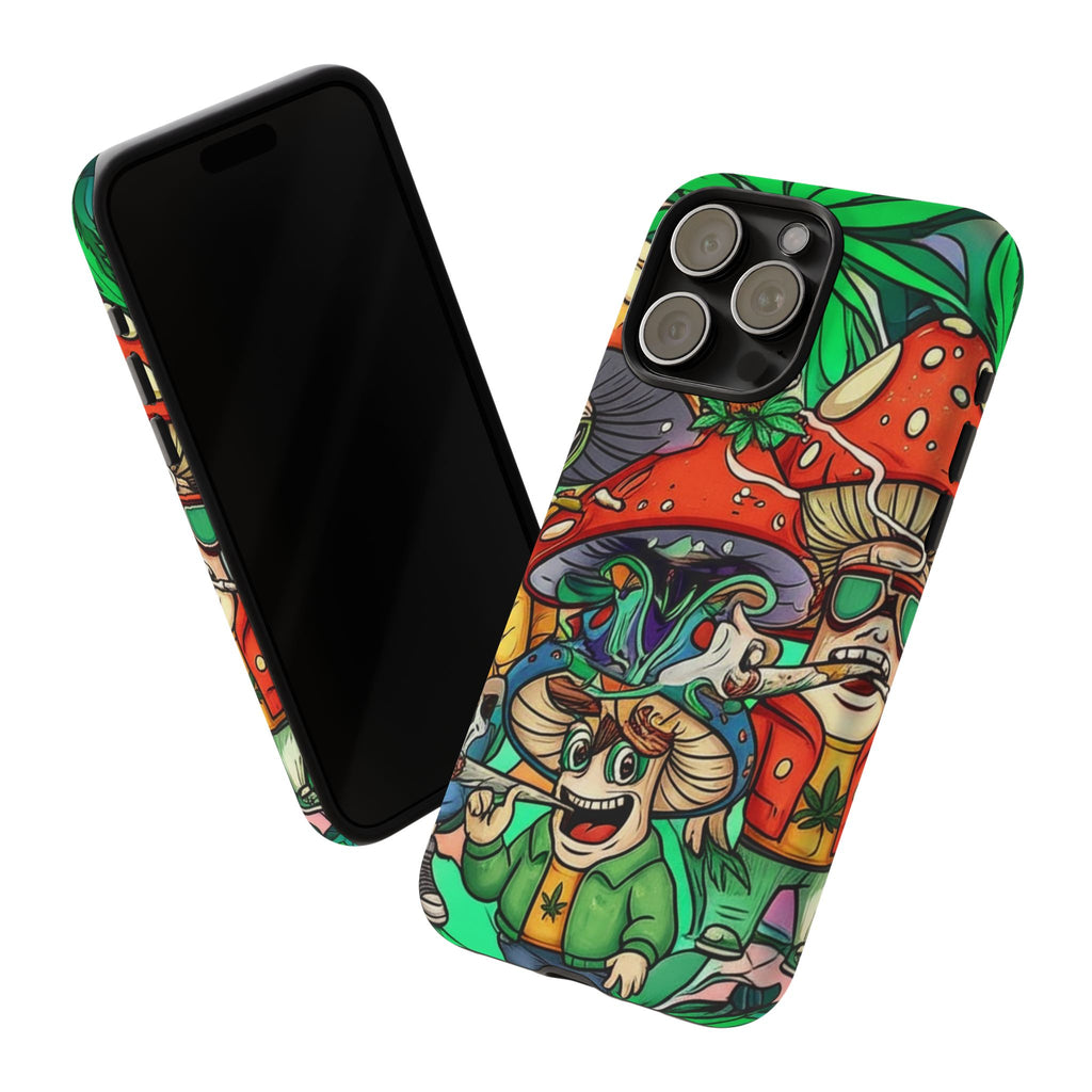 Vibrant Phone Case Featuring Funky Mushroom Art, Tough Cases, Trendy Accessories, Unique Gifts, Eclectic Style, Phone Protection