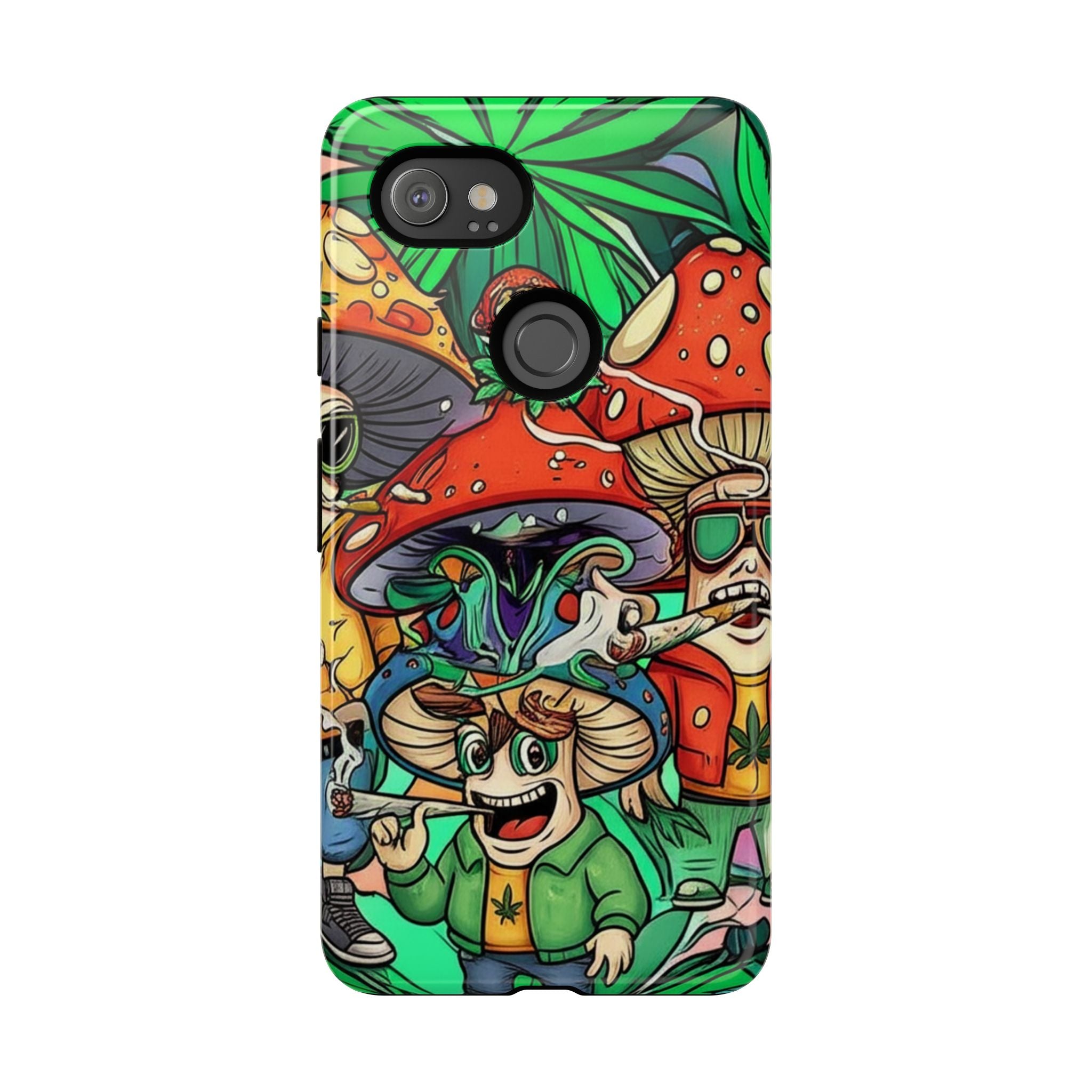 Vibrant Phone Case Featuring Funky Mushroom Art, Tough Cases, Trendy Accessories, Unique Gifts, Eclectic Style, Phone Protection