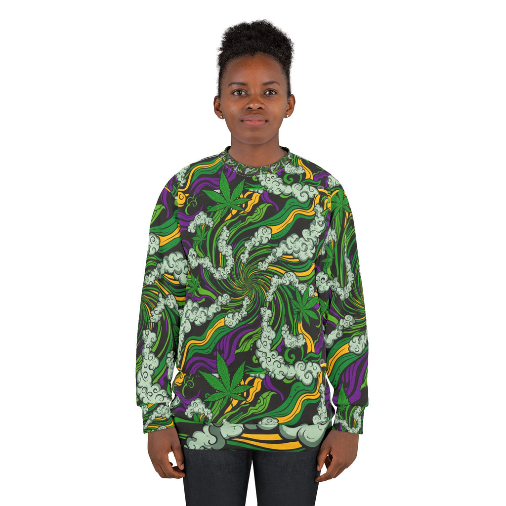 Trippy Cannabis Unisex Sweatshirt, Psychedelic Leaf Sweatshirt, Unique Gift, Cozy Streetwear, Perfect for Festivals and Gatherings