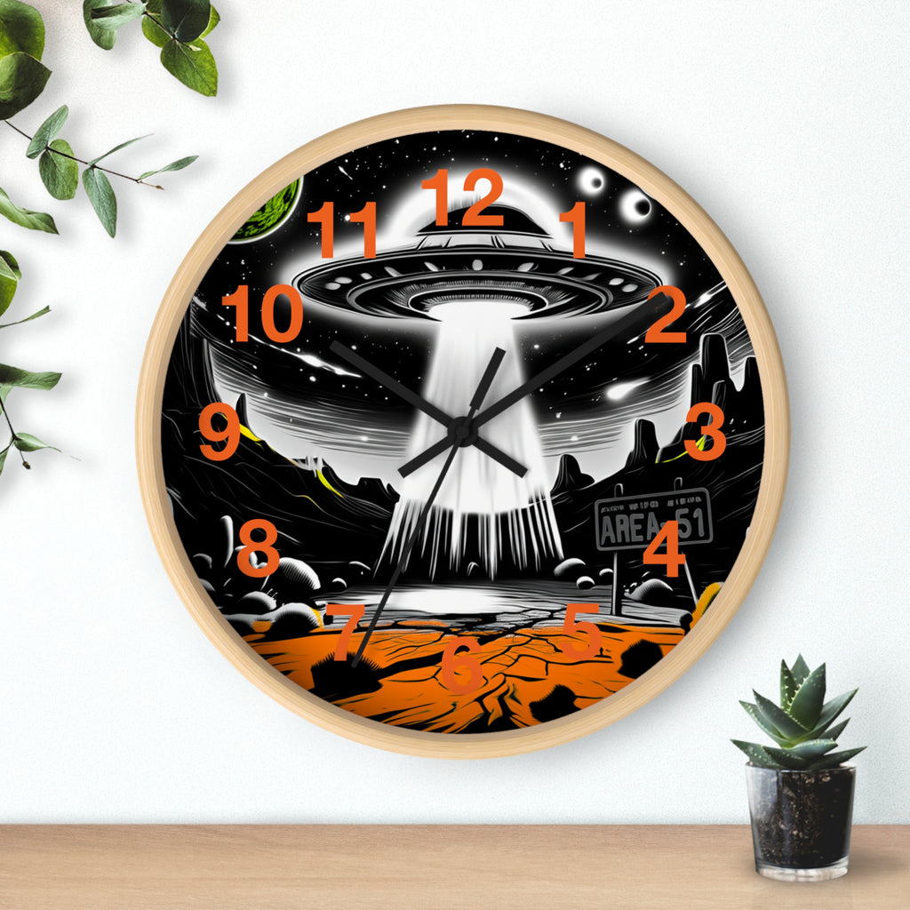 Alien Encounter Wall Clock, Unique Home Decor for Space Lovers, Retro Area 51 Theme, Perfect Gift for Sci-Fi Fans