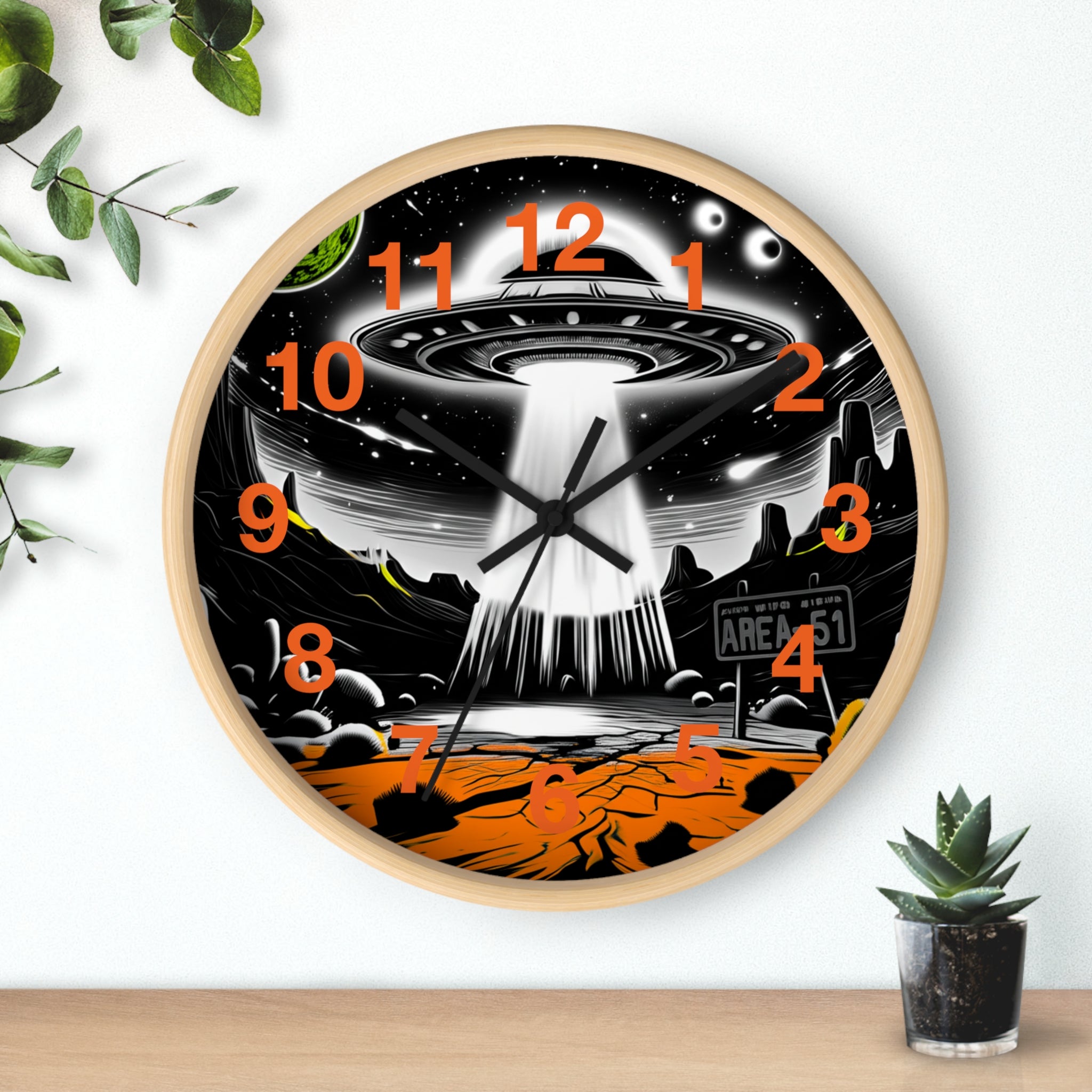 Alien Encounter Wall Clock, Unique Home Decor for Space Lovers, Retro Area 51 Theme, Perfect Gift for Sci-Fi Fans